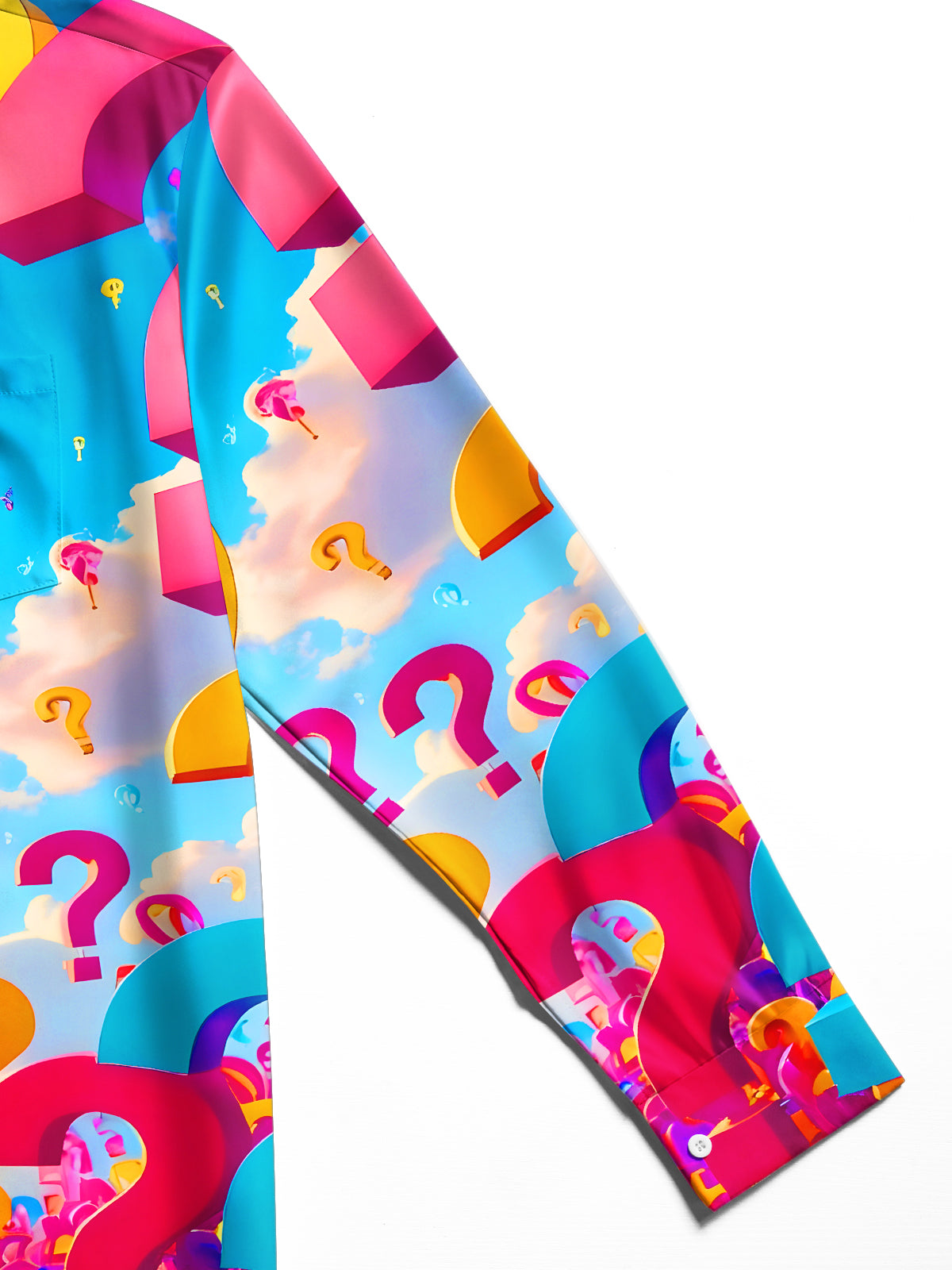 Colorful Question Mark Men's Pocket Long Sleeve Shirts