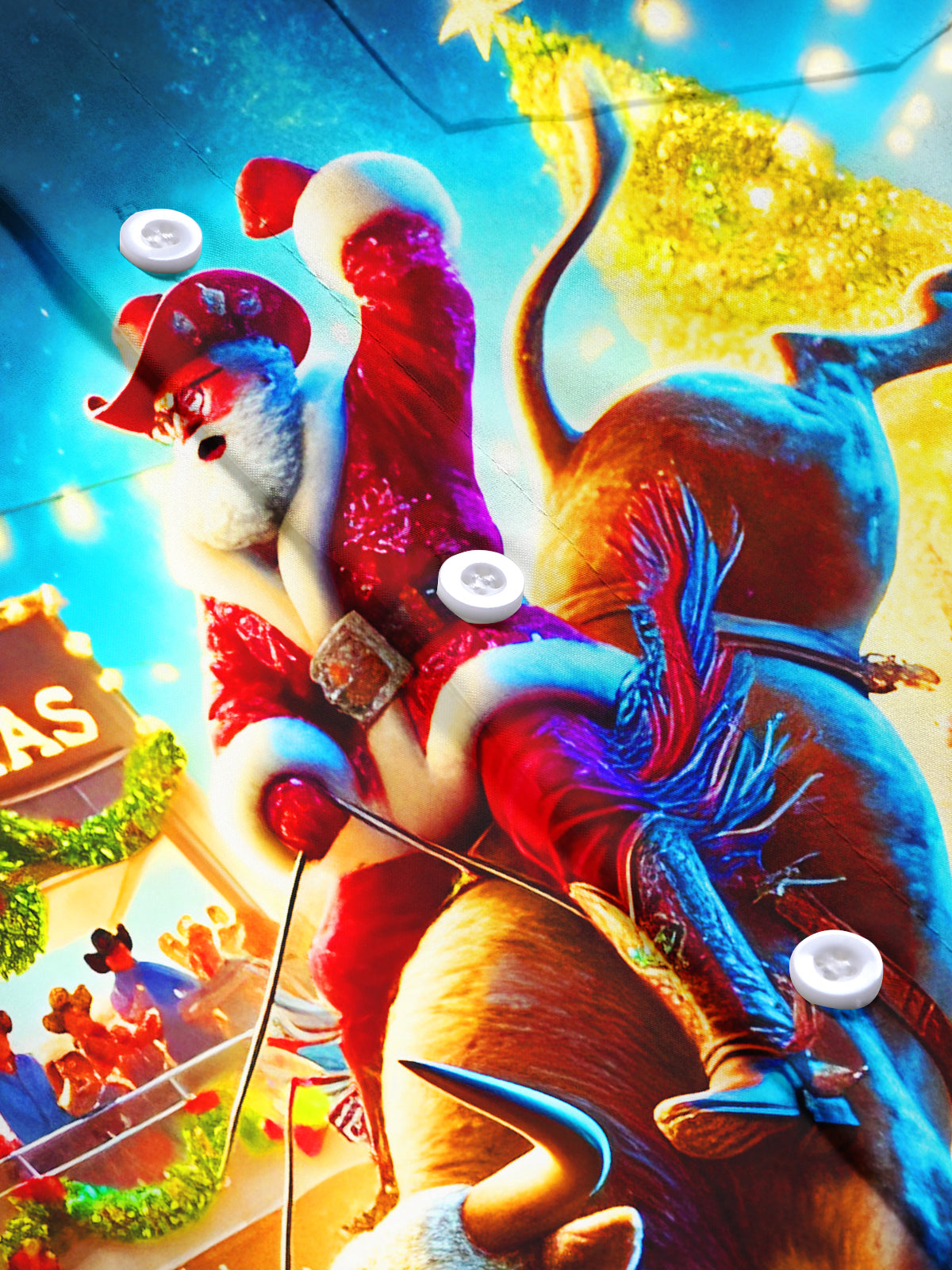 Funny Santa Bullfight Xmas Men's Pocket Long Sleeve Shirts