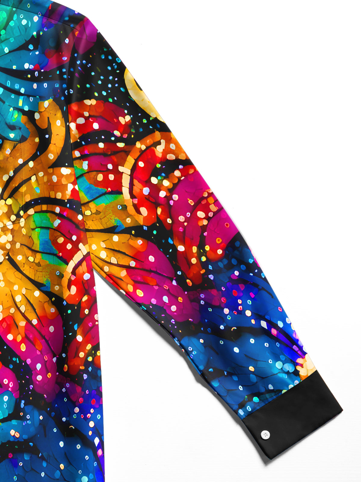 Sparkling Colorful Floral Men's Pocket Long Sleeve Shirts