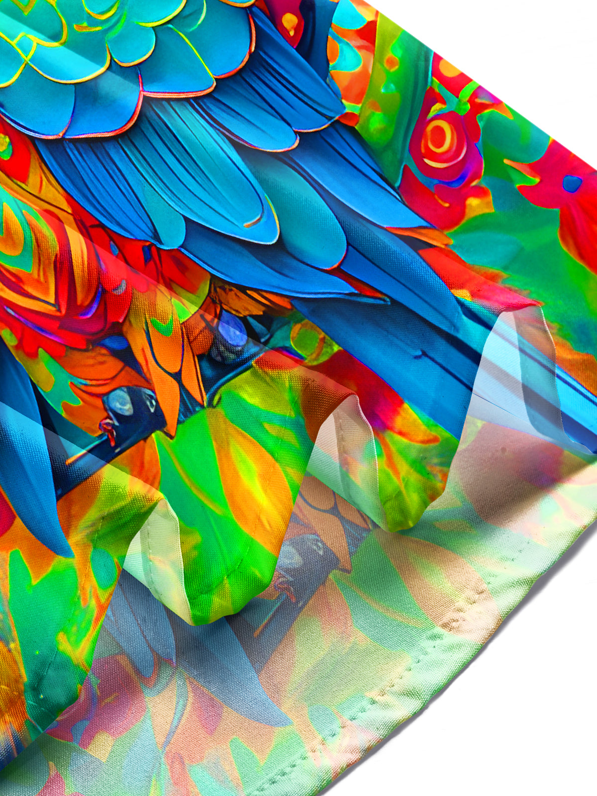 Funny Colorful Parrot Floral Men's Pocket Long Sleeve Shirts