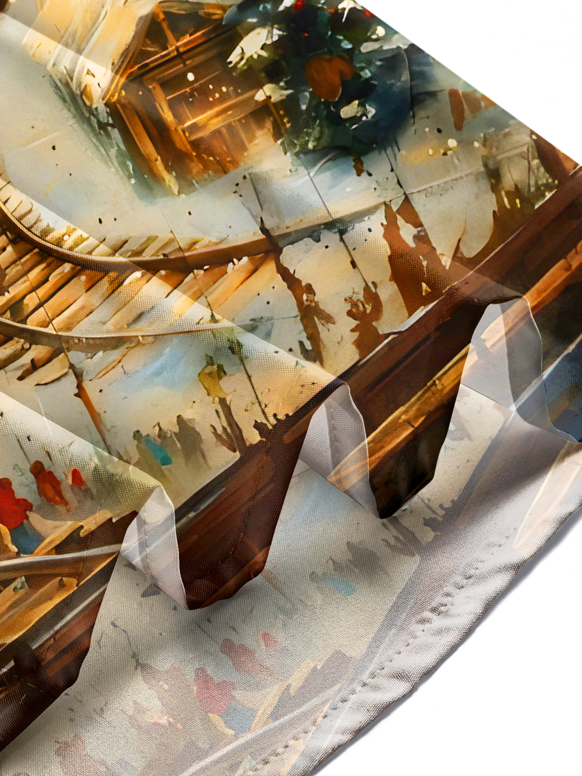 Winter Snow Scene Christmas Tree Train Xmas Men's Pocket Long Sleeve Shirts