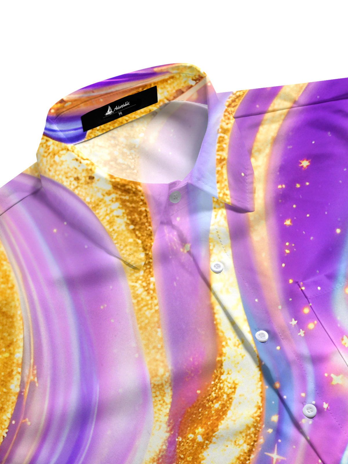 Molten Gold Fluid Art Men's Pocket Long Sleeve Shirts