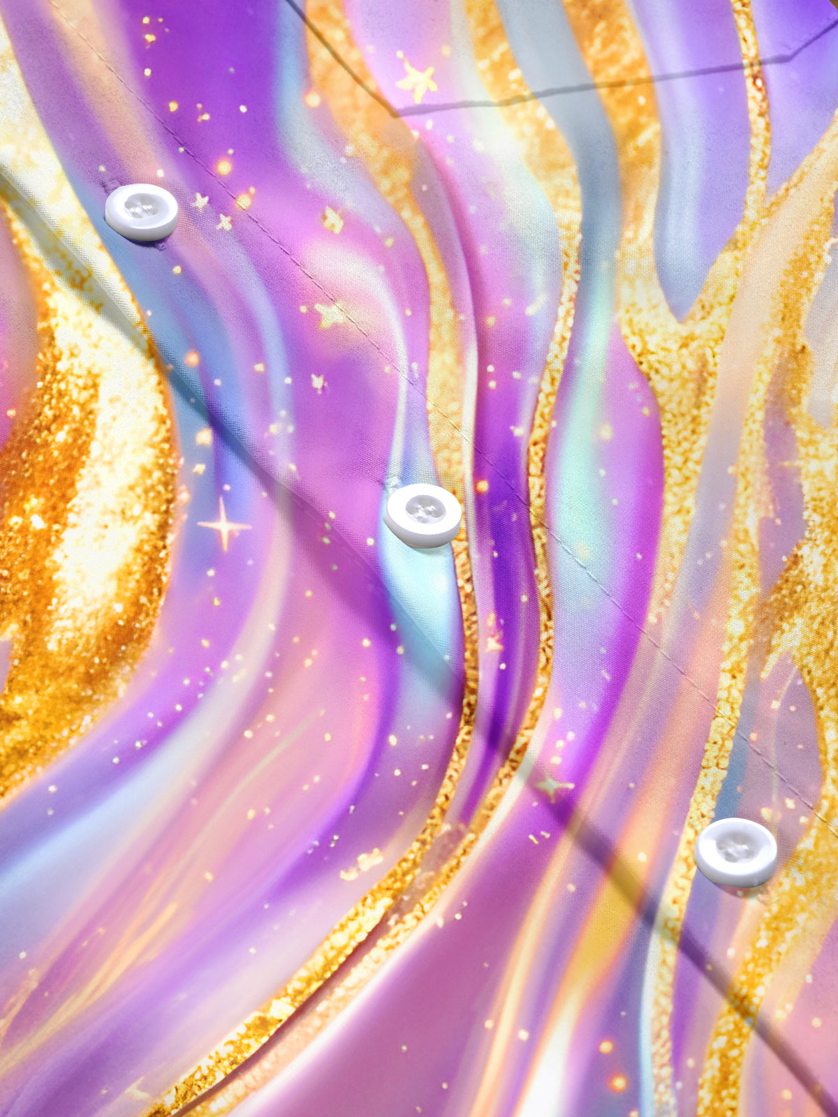 Molten Gold Fluid Art Men's Pocket Long Sleeve Shirts