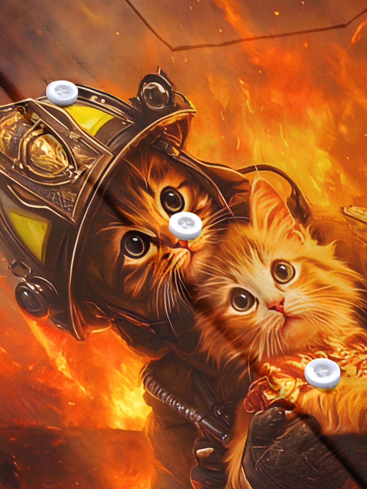 Funny Firefighter Cat Men's Pocket Long Sleeve Shirts