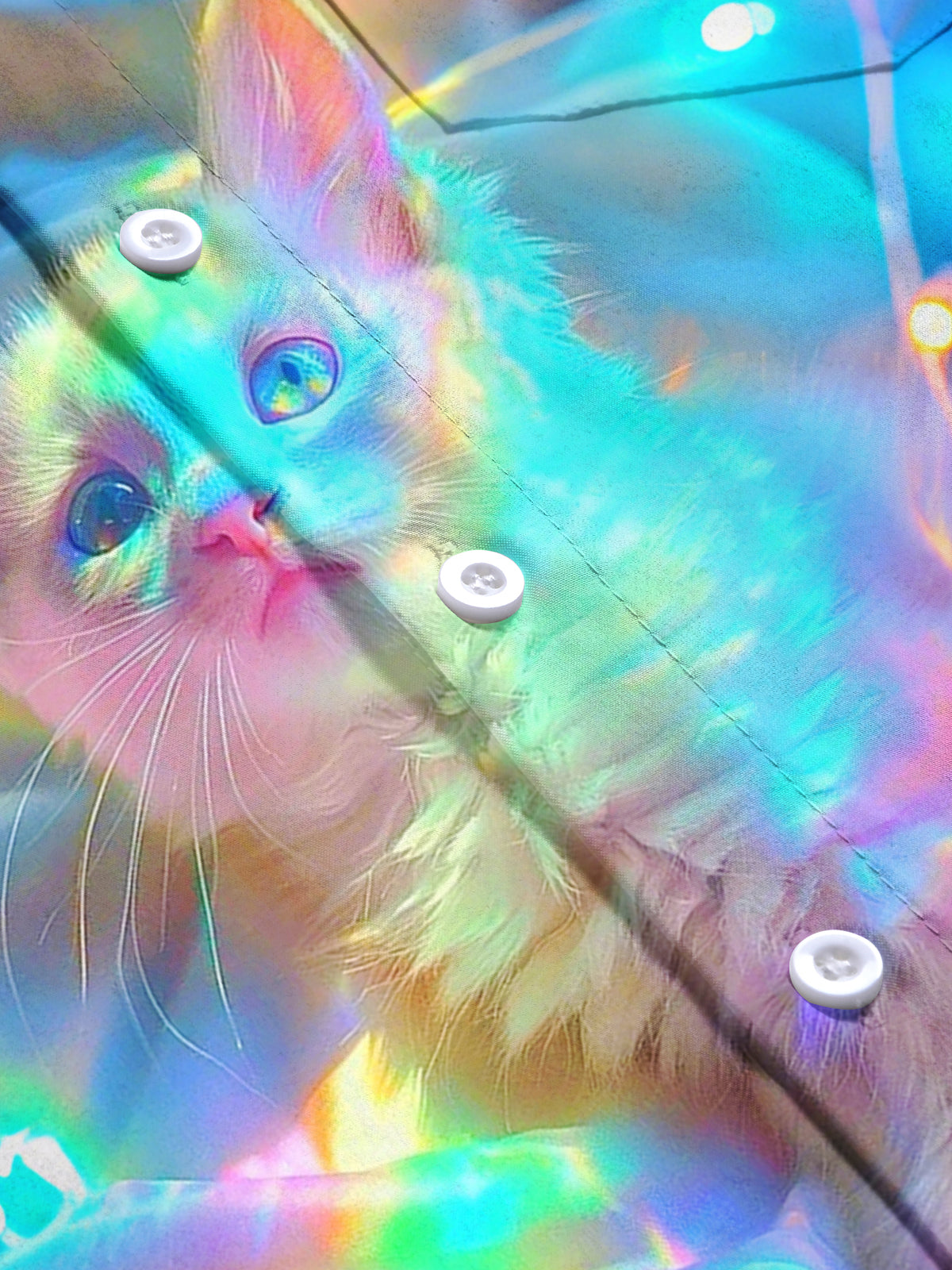 Cat Print Men's Pocket Short Sleeve Shirts