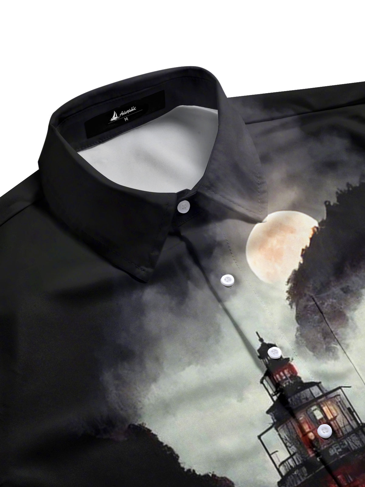 Lighthouse Print Men's Pocket Long Sleeve Shirts