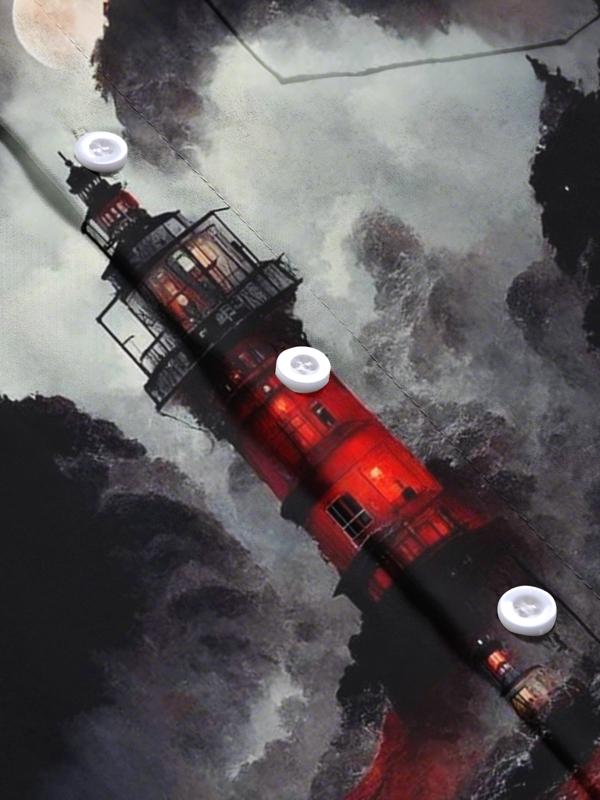 Lighthouse Print Men's Pocket Long Sleeve Shirts