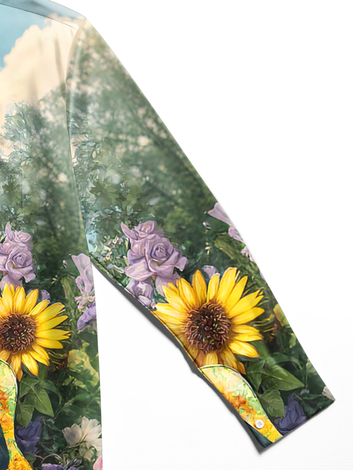 Guitar Flower Print Men's Pocket Long Sleeve Shirts