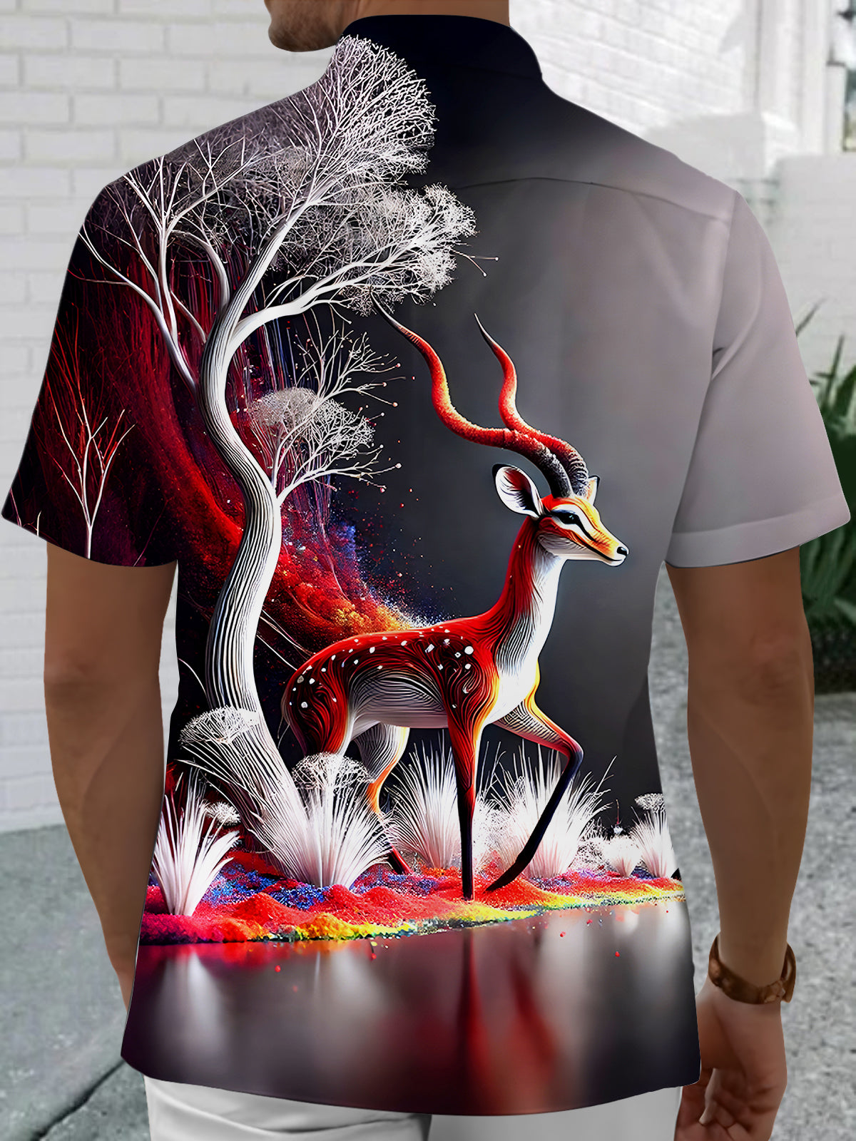 Animal Deer Men's Pocket Short Sleeve Shirts