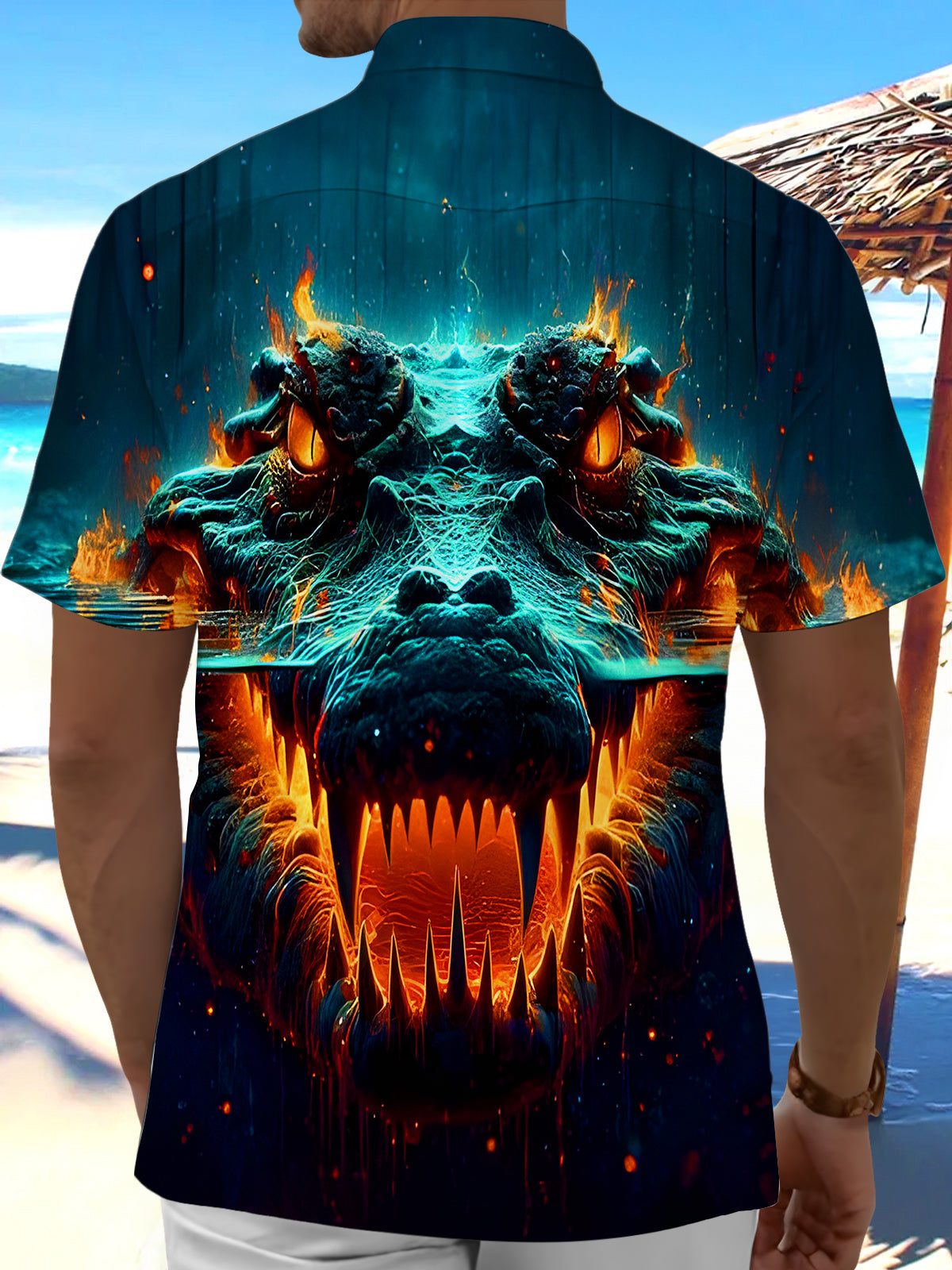 Funny Crocodile Men's Pocket Short Sleeve Shirts