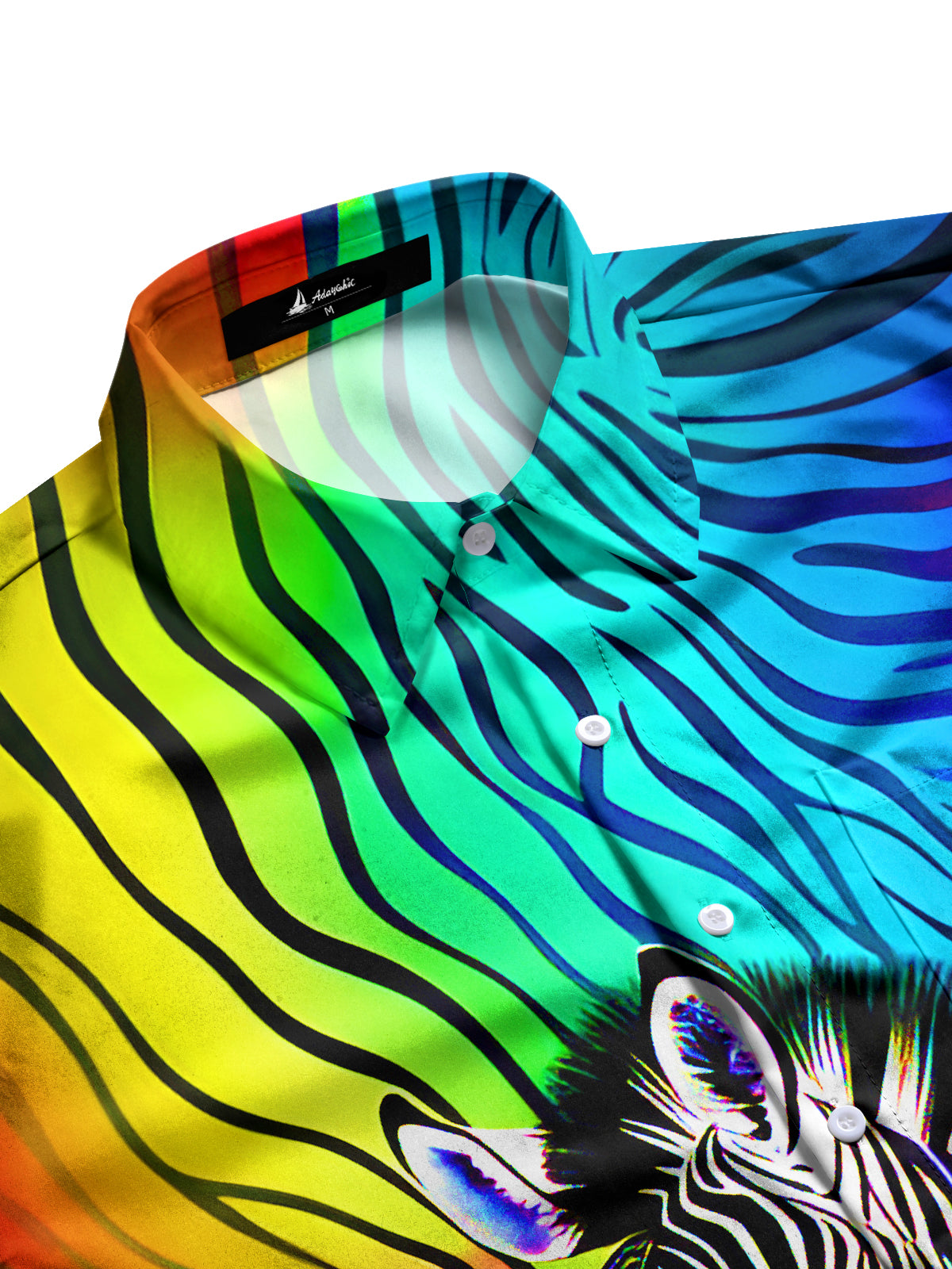 Rainbow Zebra Men's Pocket Short Sleeve Shirts