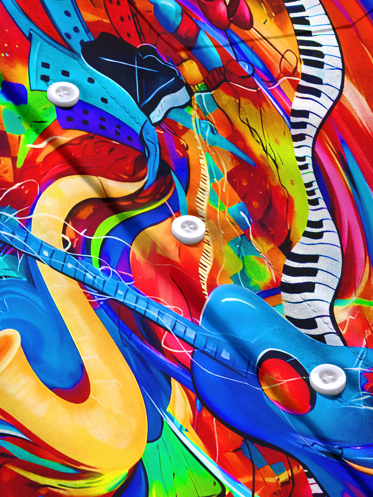 Colorful Tie Dye Music Instruments Men's Pocket Short Sleeve Shirts