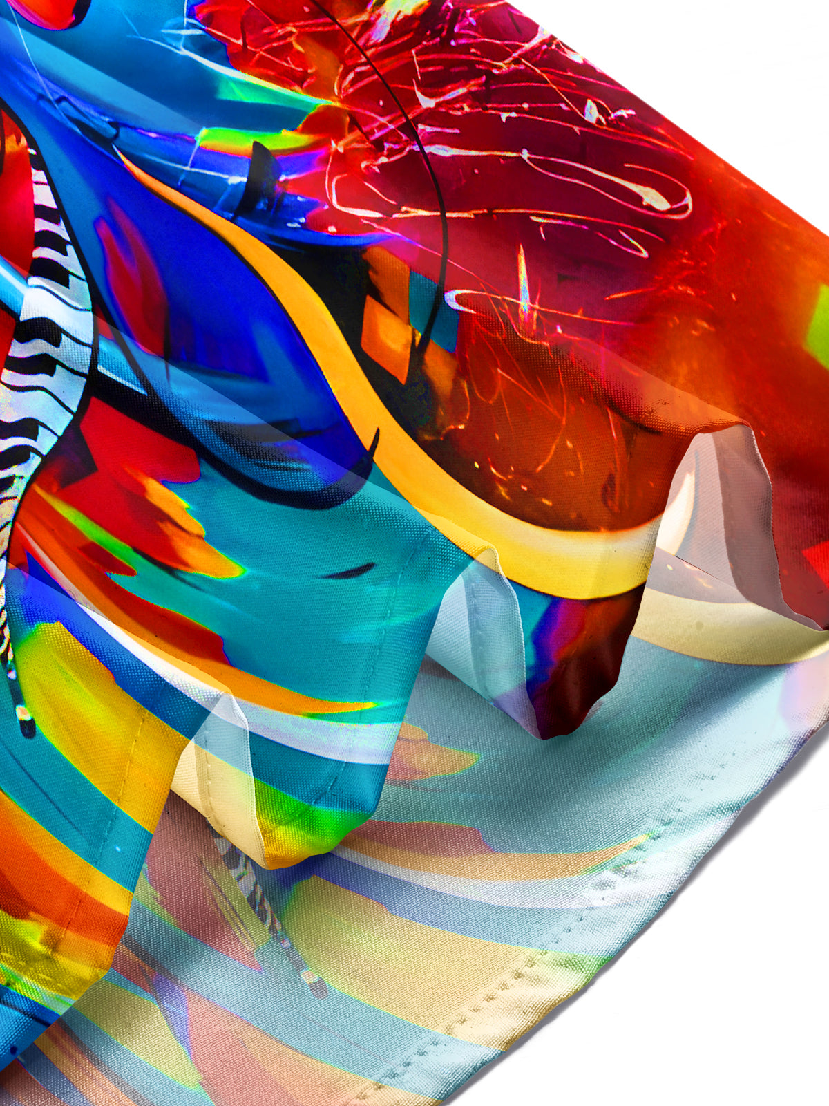 Colorful Tie Dye Music Instruments Men's Pocket Short Sleeve Shirts