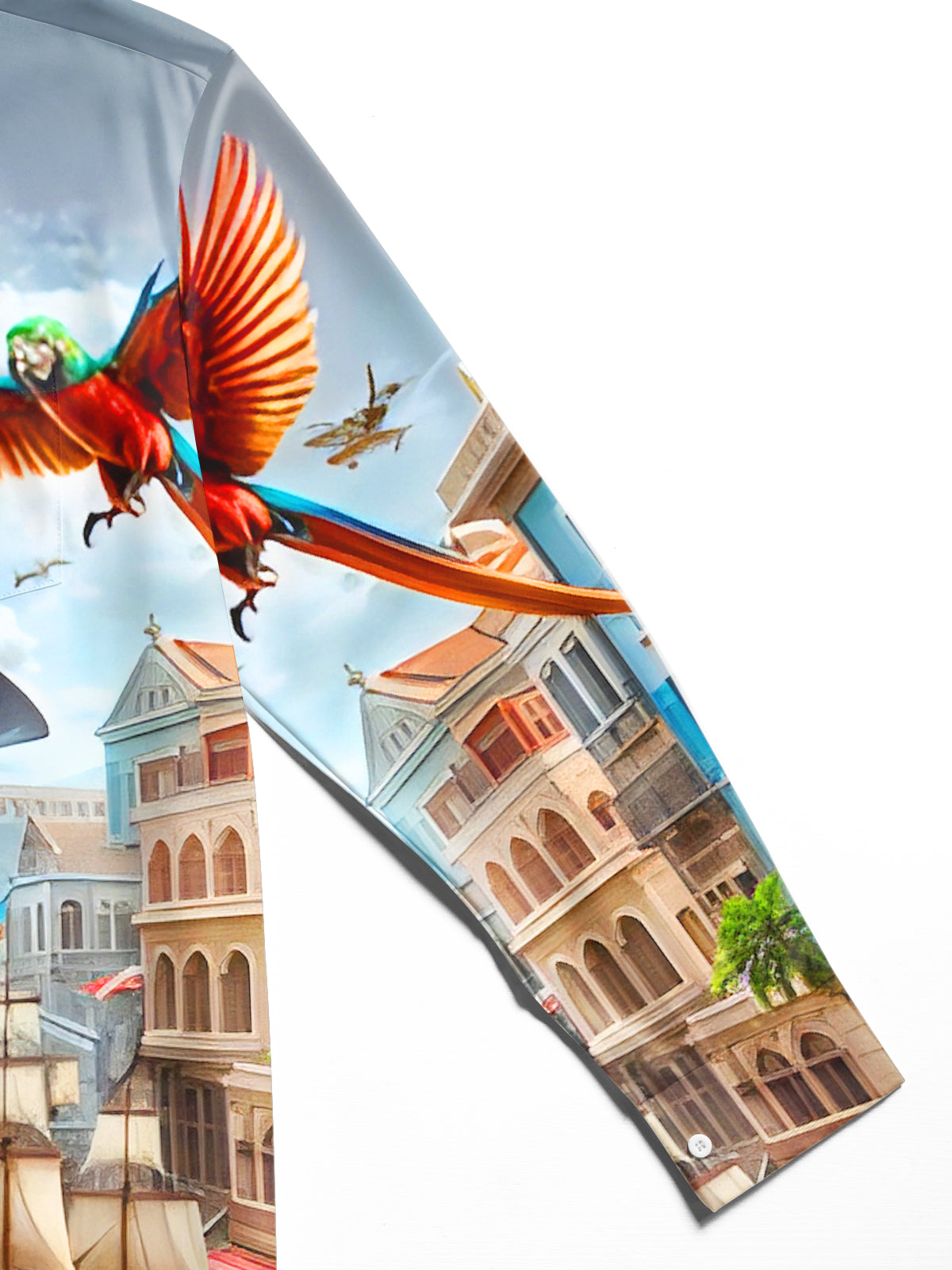 Pirate Parrot Ship Men's Pocket Long Sleeve Shirts