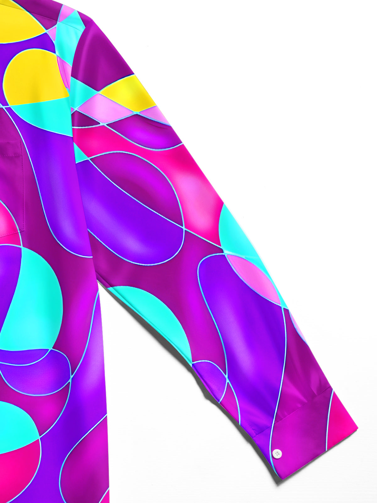 Psychedelic Colorful Abstract Geometry Men's Pocket Long Sleeve Shirts