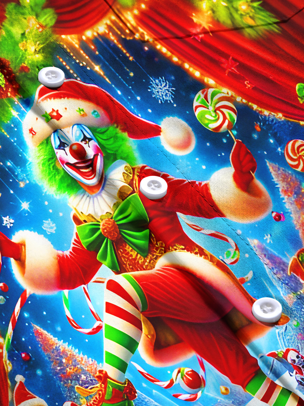 Funny Christmas Joker Puppy Carnival Men's Pocket Long Sleeve Shirts