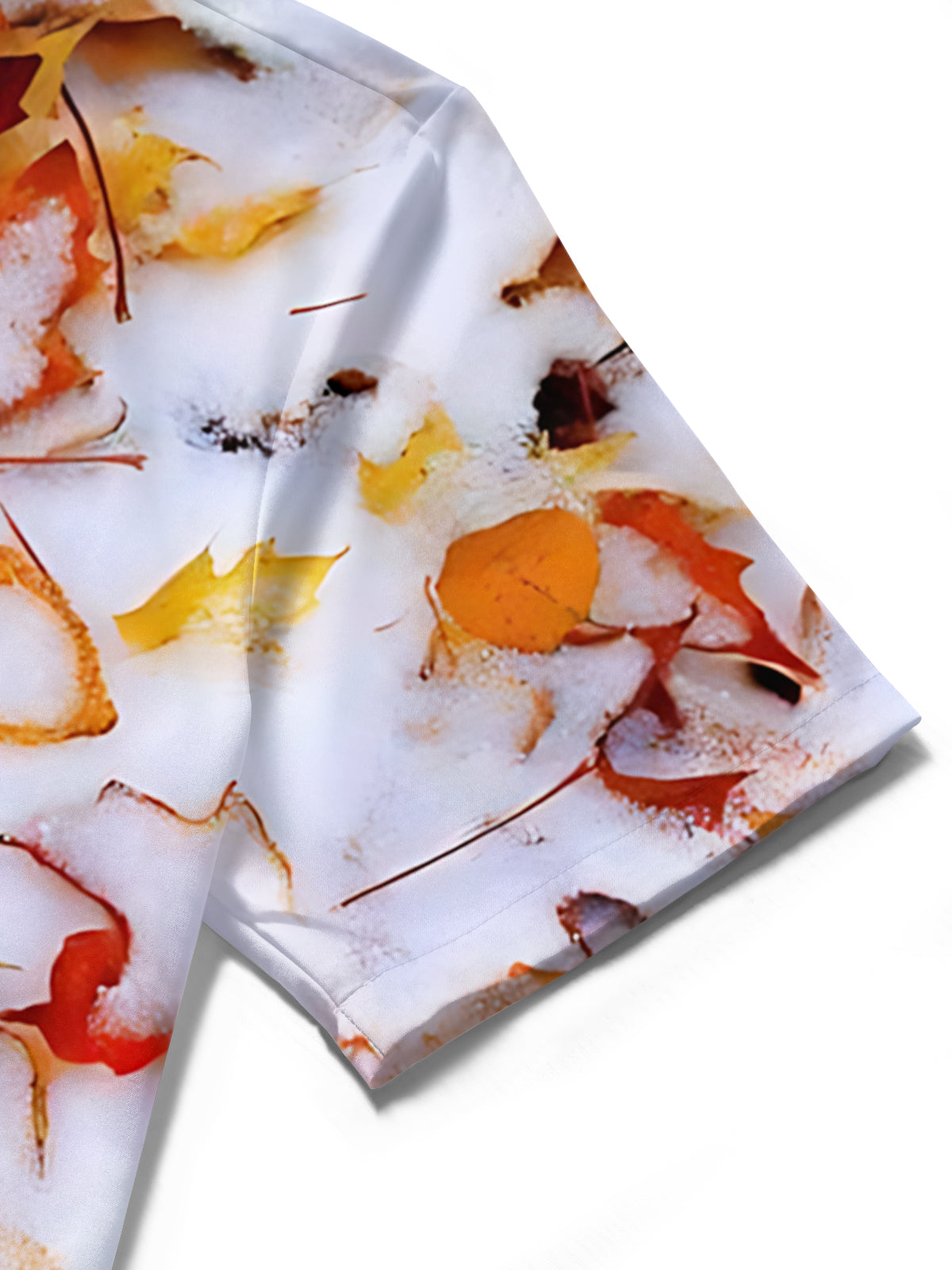 Snow Maple Leaf Print Men's Pocket Short Sleeve Shirts