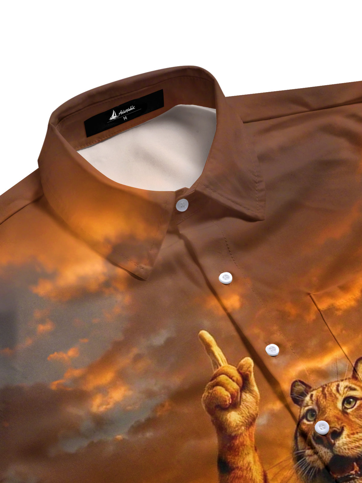 Tiger Print Men's Pocket Short Sleeve Shirts