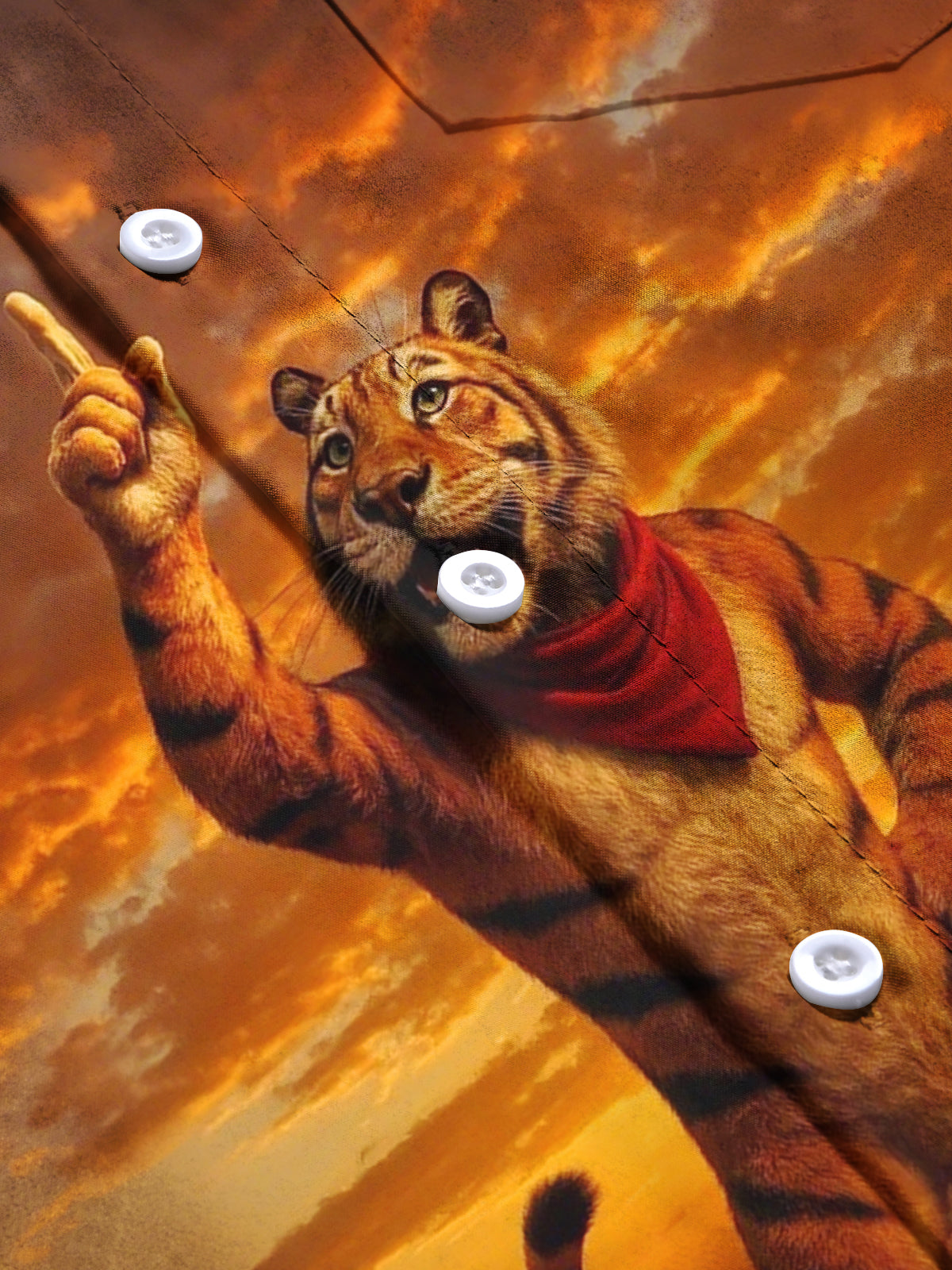 Tiger Print Men's Pocket Short Sleeve Shirts