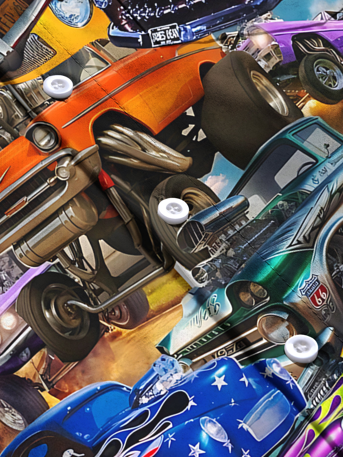 Car Print Men's Pocket Short Sleeve Shirts