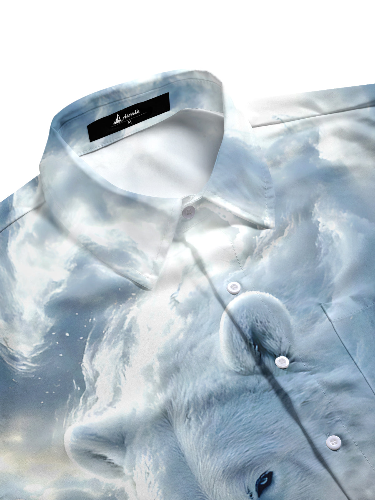 Polar Bear Print Men's Pocket Long Sleeve Shirts