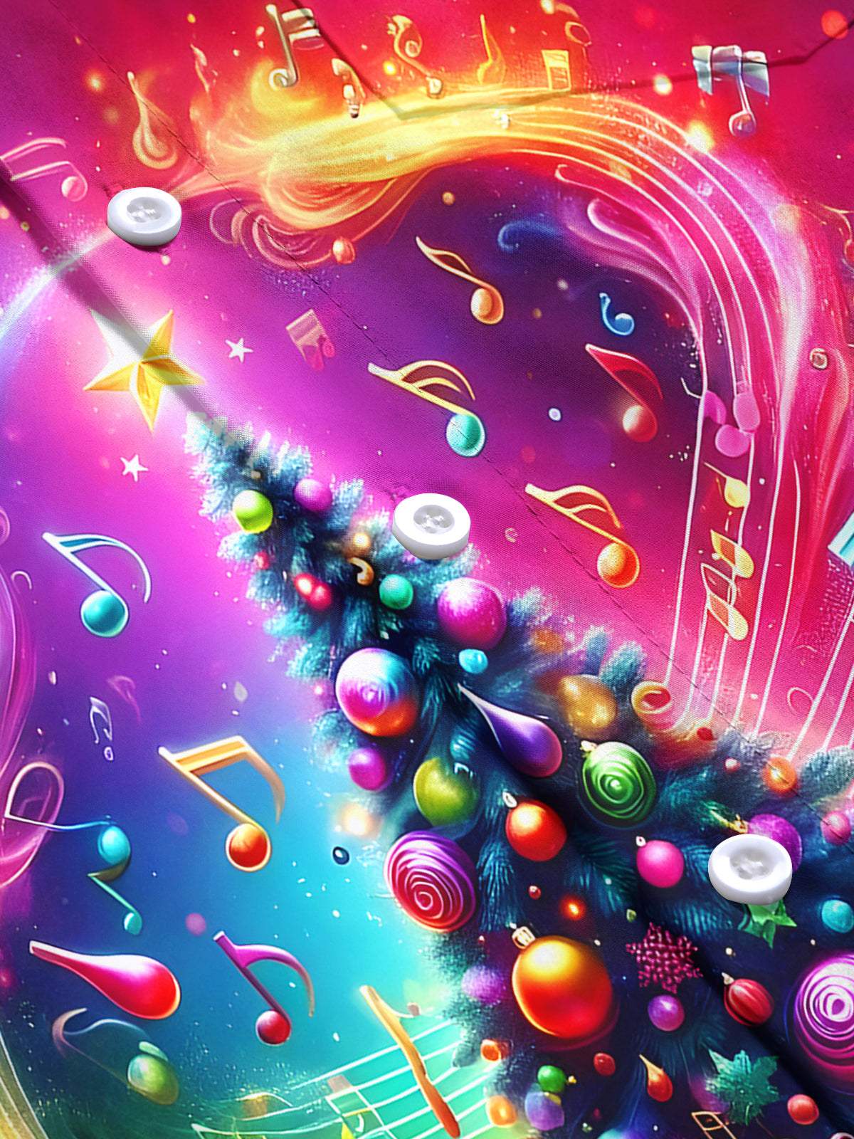 Christmas Musical Note Tree Men's Pocket Short Sleeve Shirts