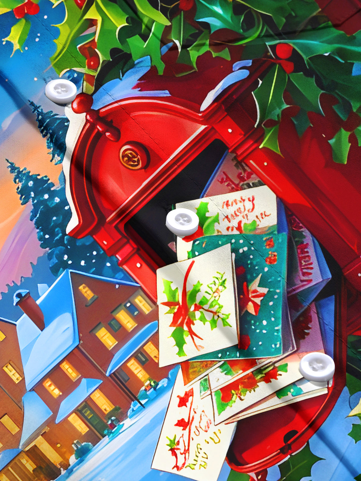 Christmas Cards Mailbox Xmas Men's Pocket Short Sleeve Shirts