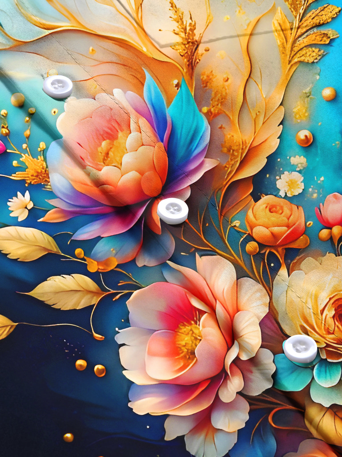 Art Gilded Floral Men's Pocket Short Sleeve Shirts