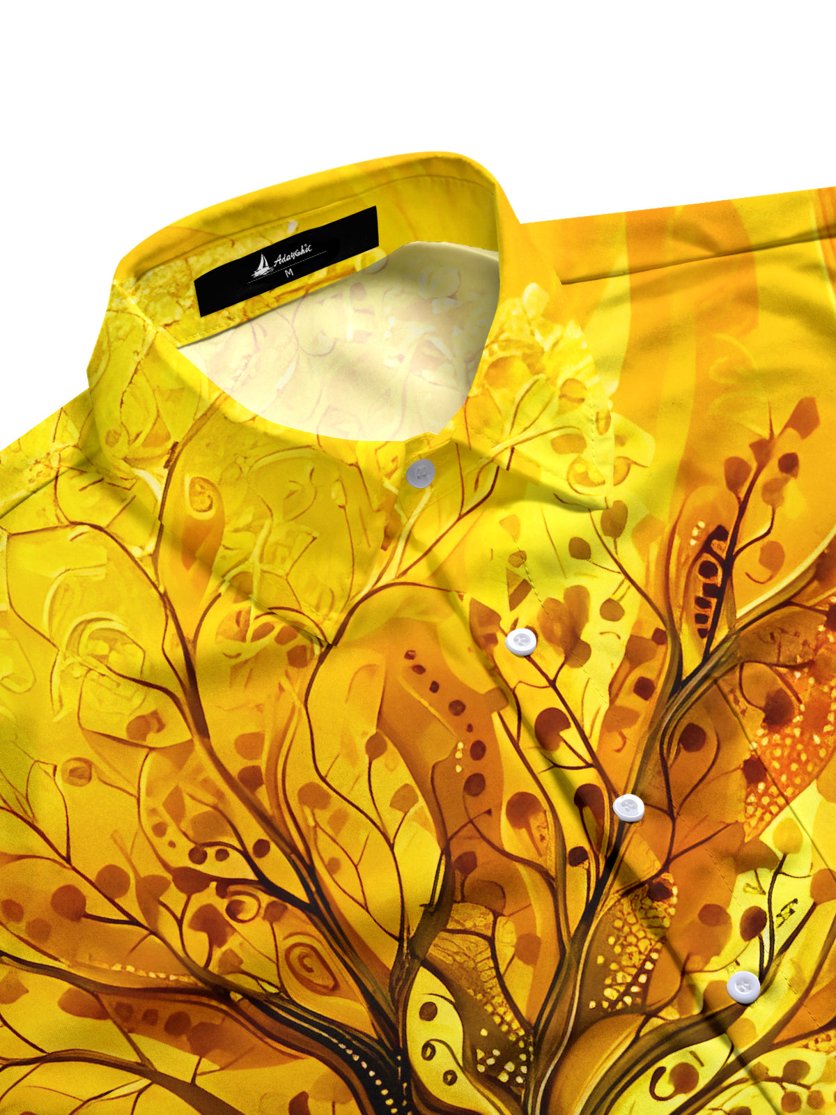 Art Golden Autumn Tree Sunset Swirl Men's Pocket Long Sleeve Shirts