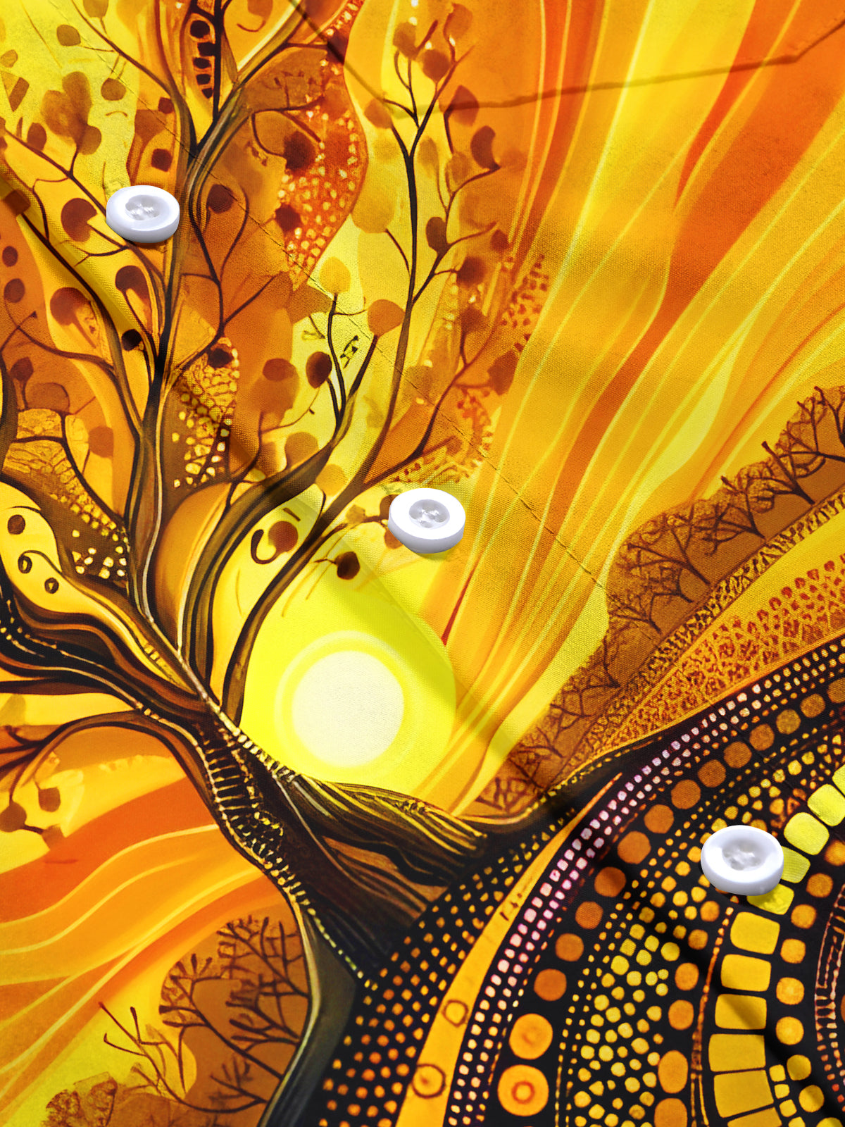 Art Golden Autumn Tree Sunset Swirl Men's Pocket Long Sleeve Shirts