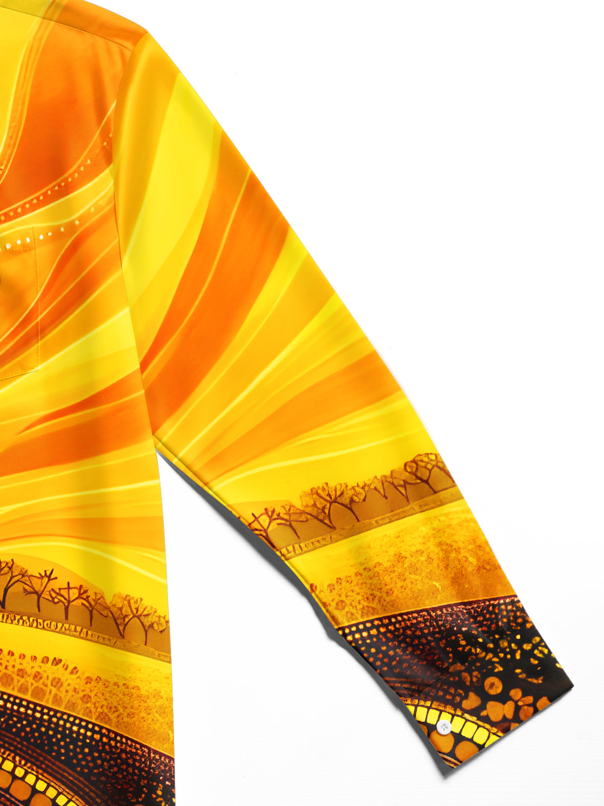 Art Golden Autumn Tree Sunset Swirl Men's Pocket Long Sleeve Shirts