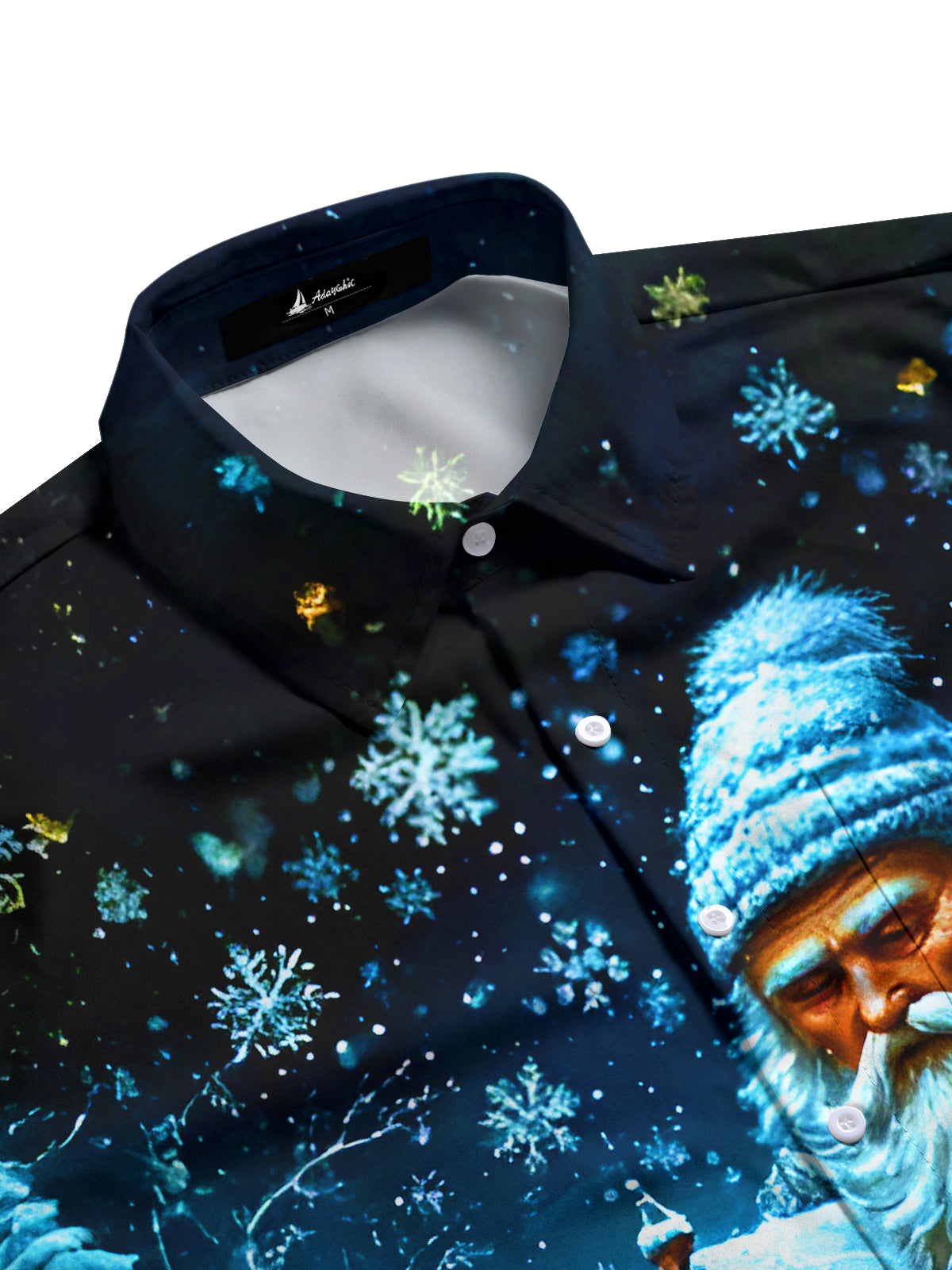 Winter Snow Santa Claus House Xmas Men's Pocket Long Sleeve Shirts