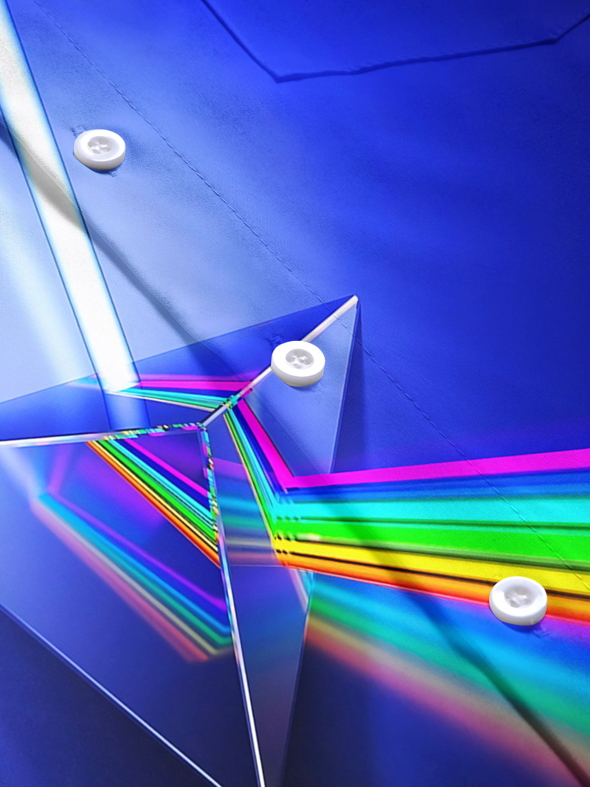 Rainbow Geometric Print Men's Pocket Long Sleeve Shirts