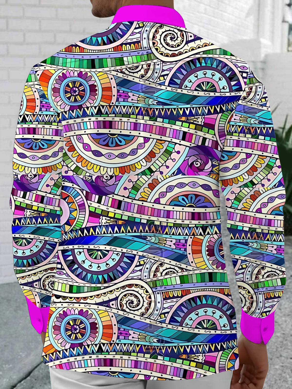 Art Print Men's Pocket Long Sleeve Shirts