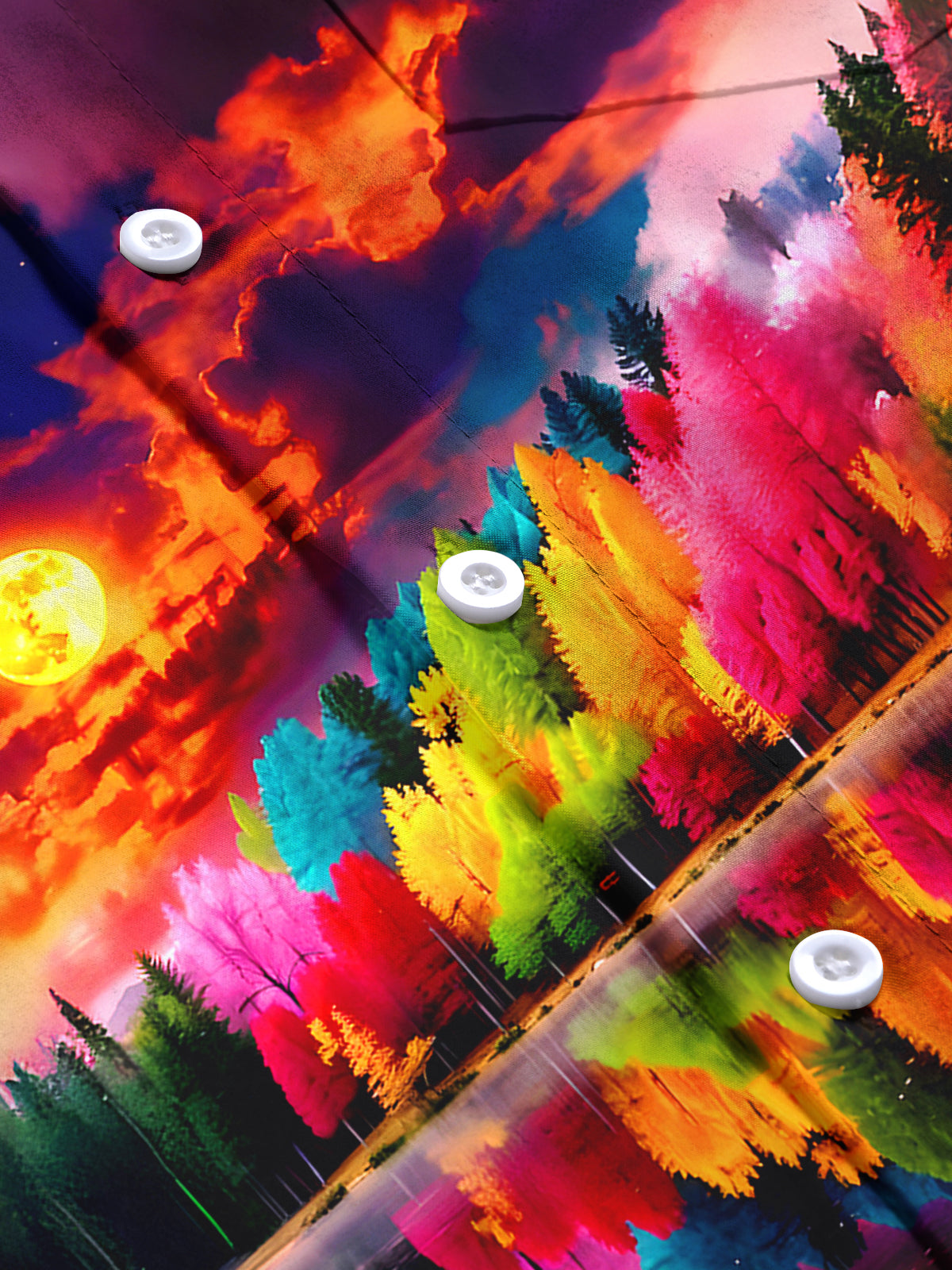 Autumn Forest Park Tree Men's Pocket Long Sleeve Shirts