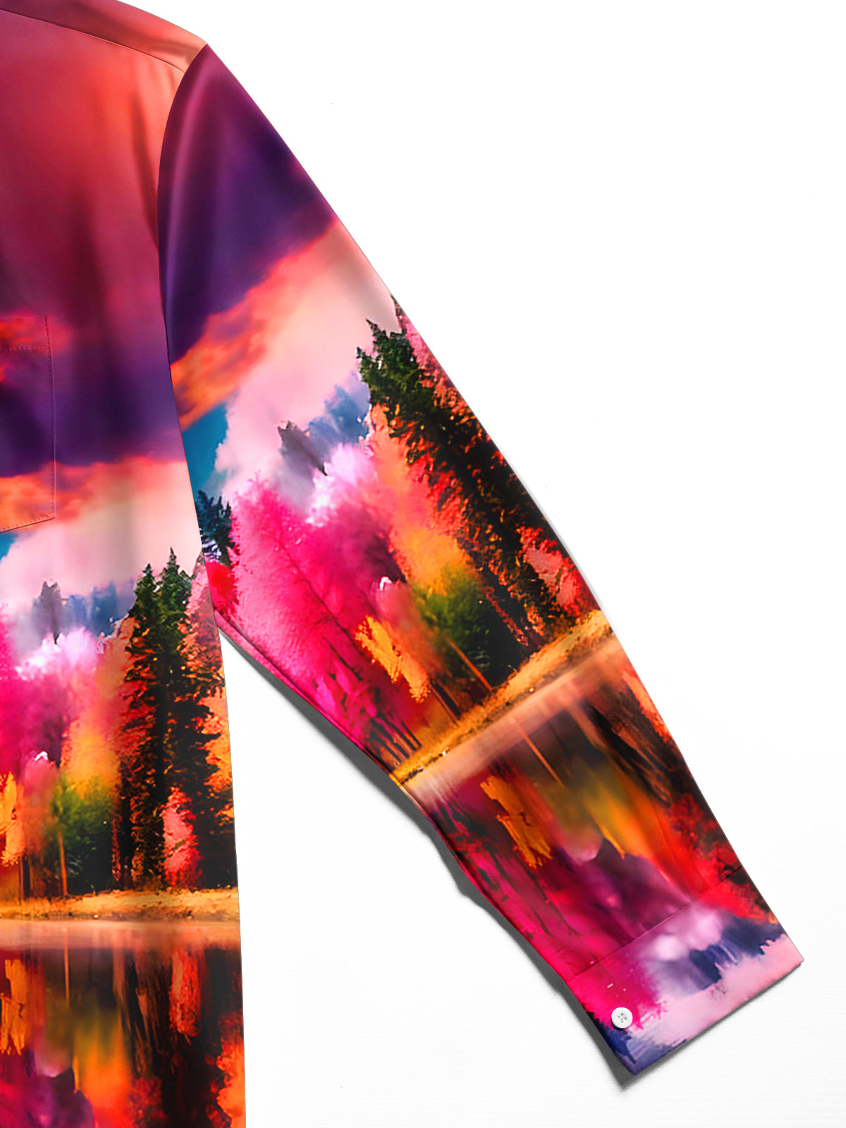 Autumn Forest Park Tree Men's Pocket Long Sleeve Shirts