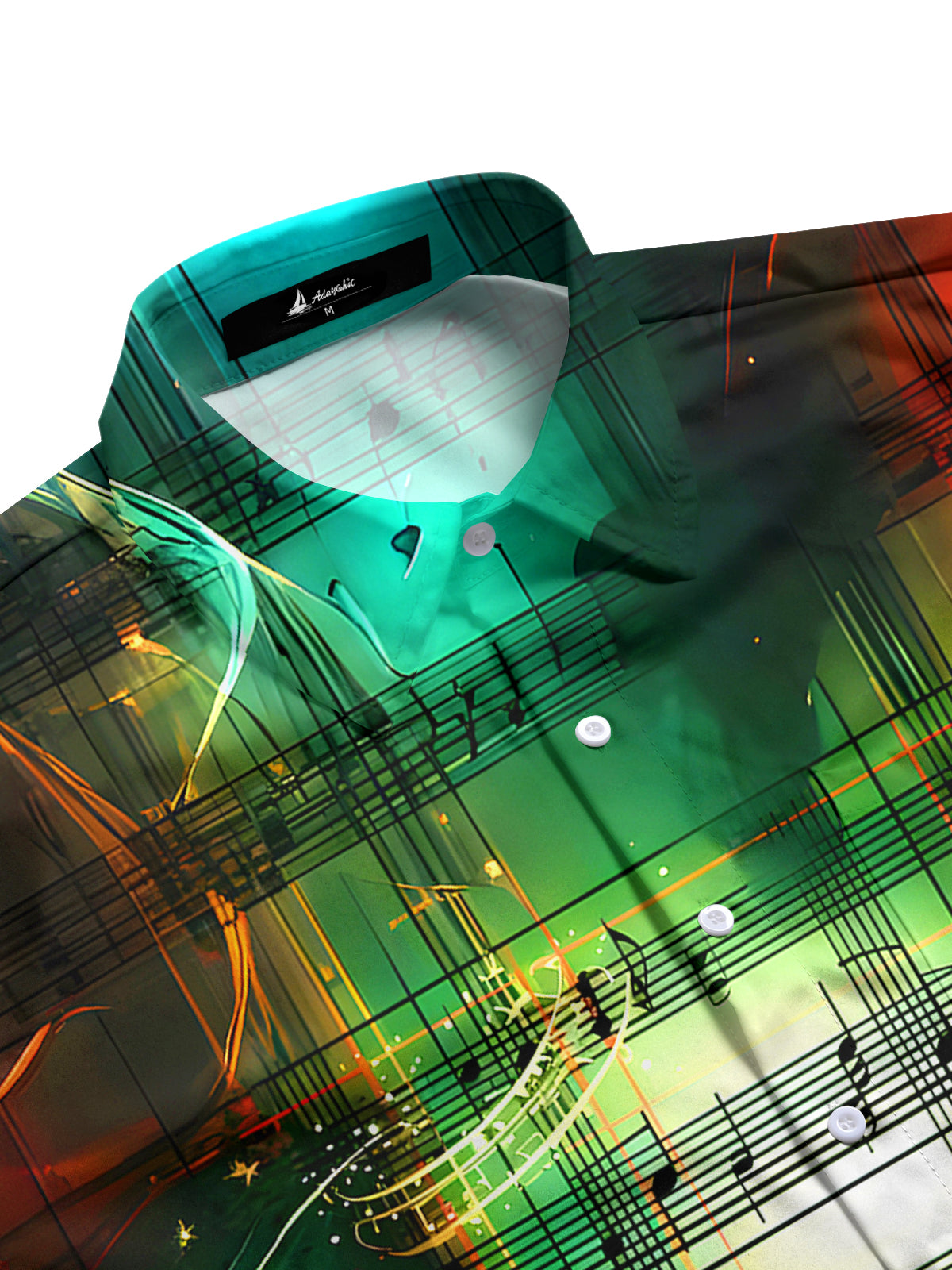 Christmas Check Pattern Musical Note Men's Pocket Long Sleeve Shirts