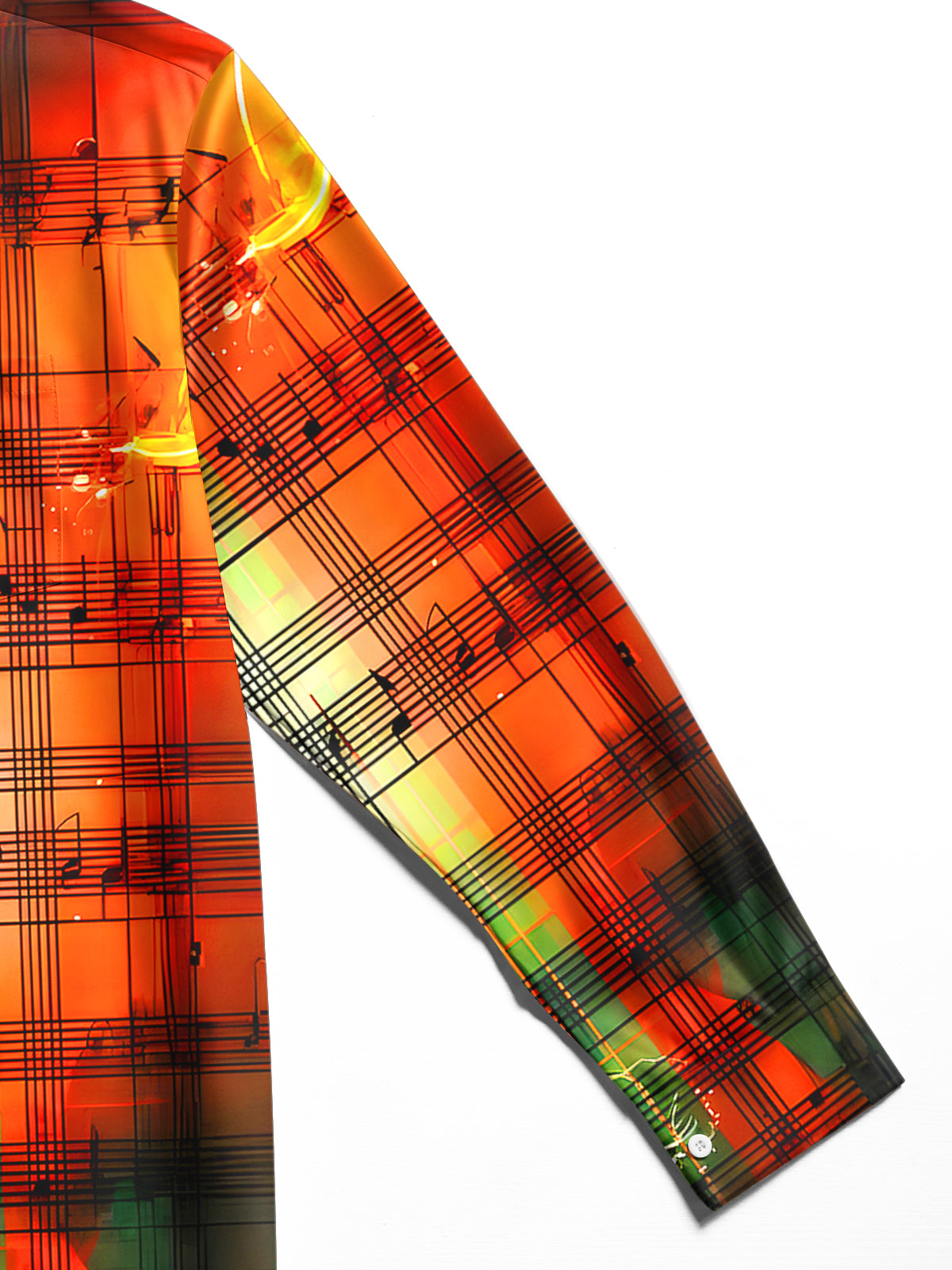 Christmas Check Pattern Musical Note Men's Pocket Long Sleeve Shirts