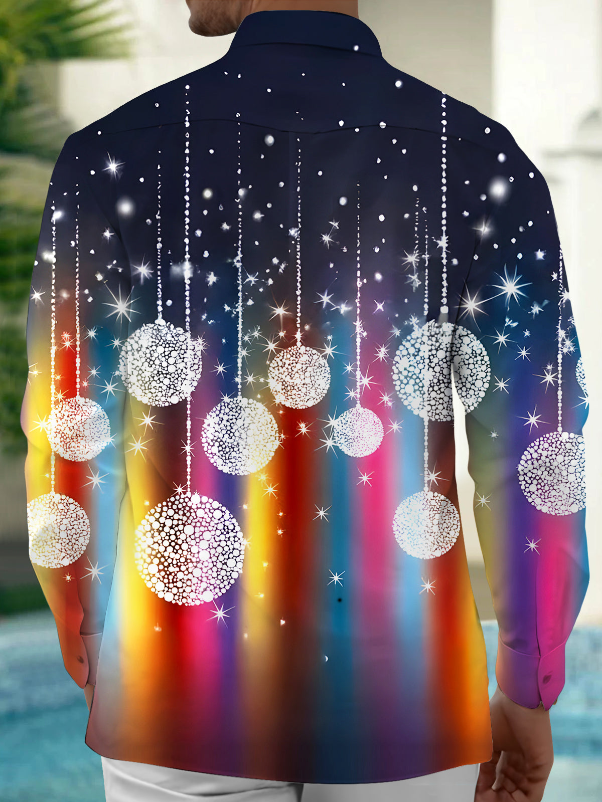 Christmas Ball Men's Pocket Long Sleeve Shirts