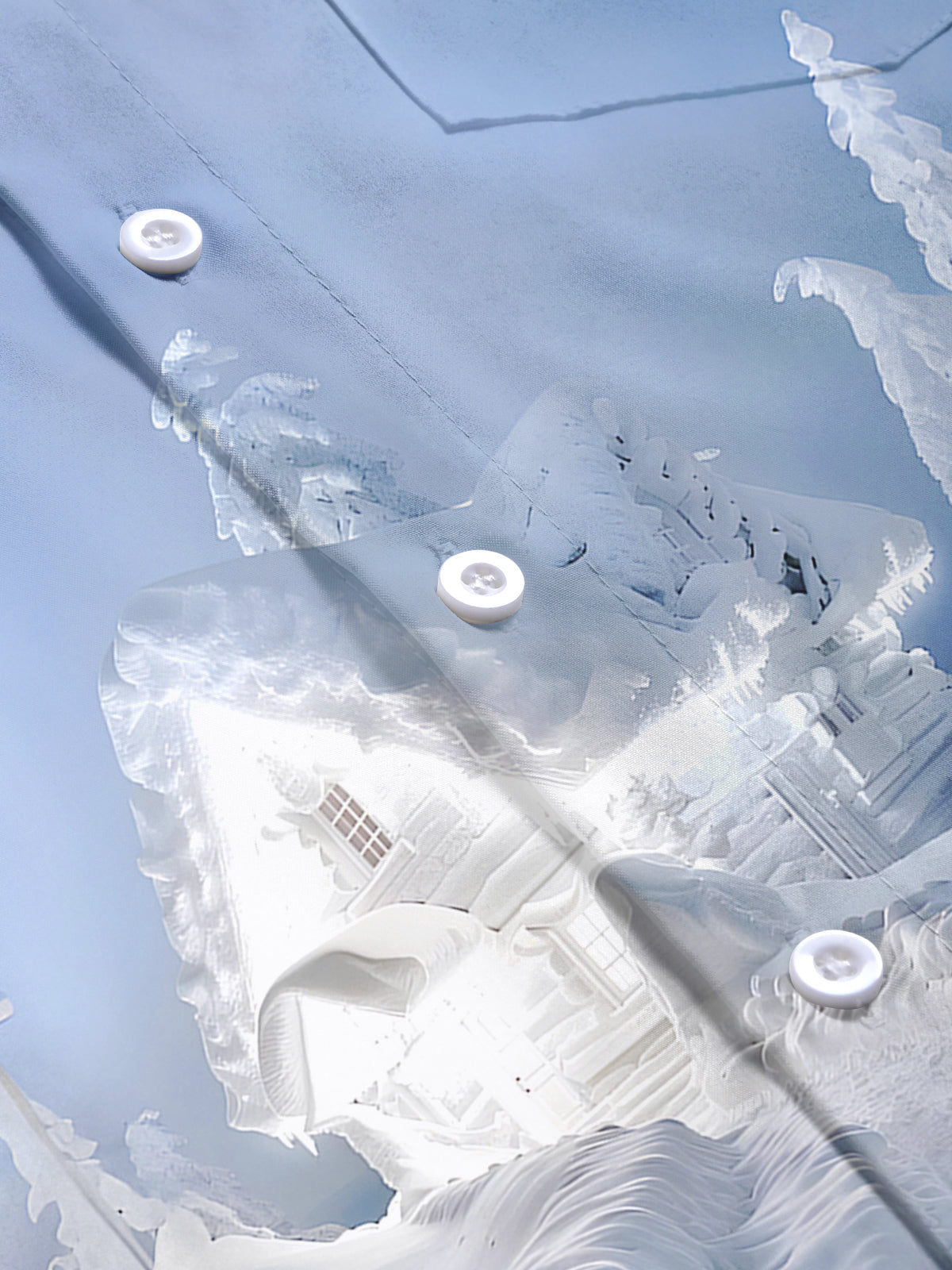 Christmas Snow House Men's Pocket Long Sleeve Shirts