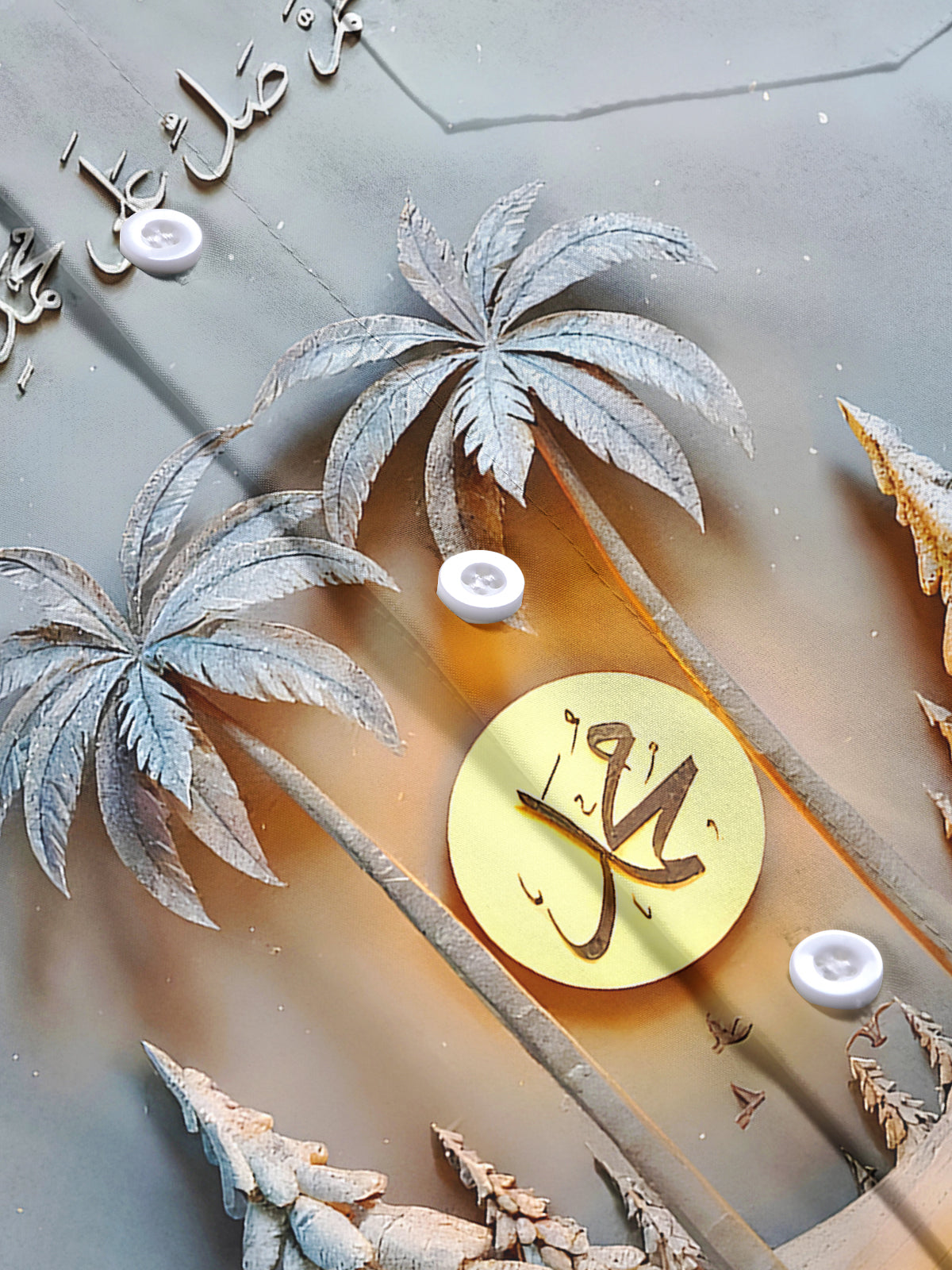 Coconut Tree Men's Pocket Long Sleeve Shirts