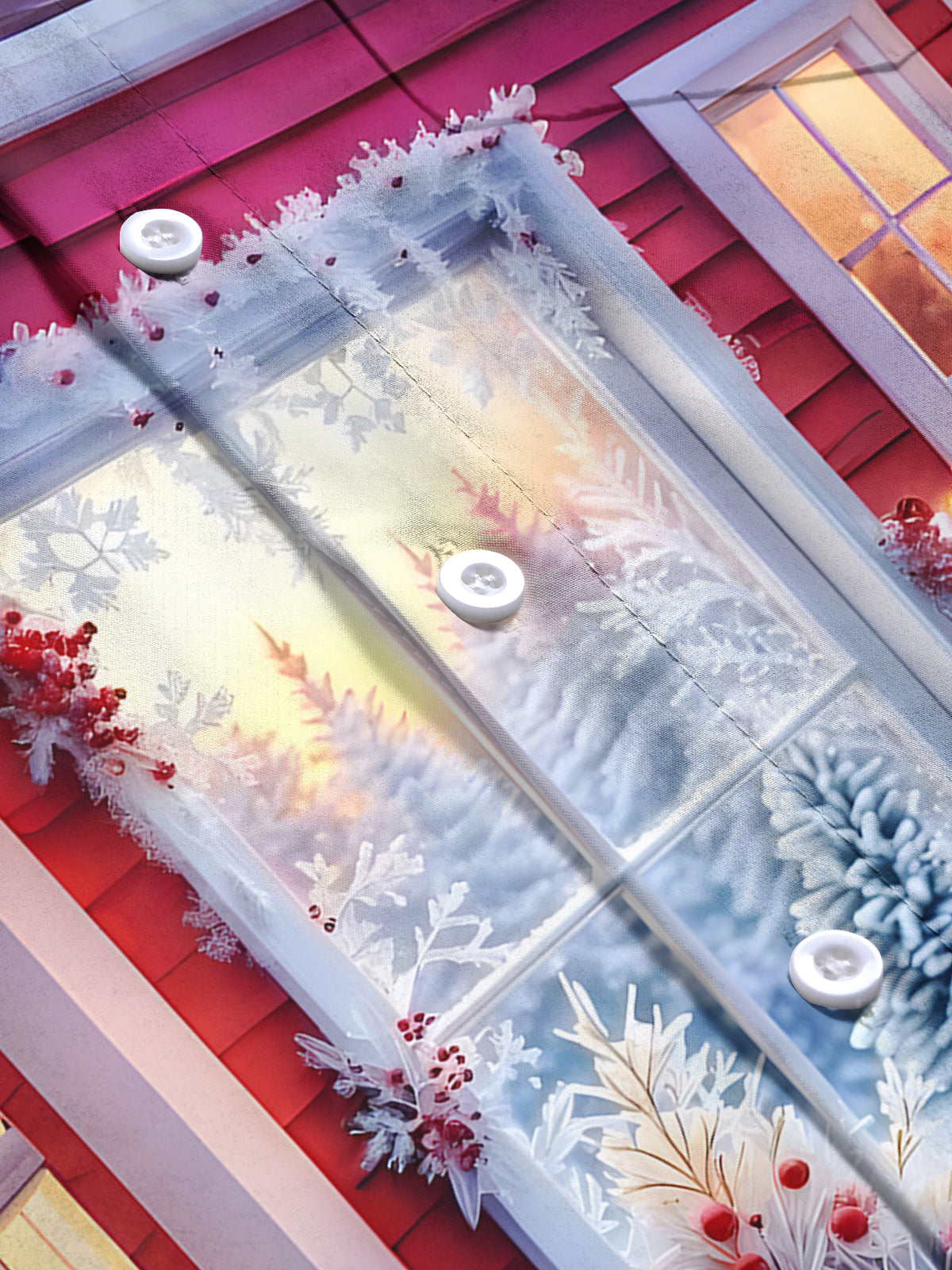 Christmas Window Men's Pocket Short Sleeve Shirts