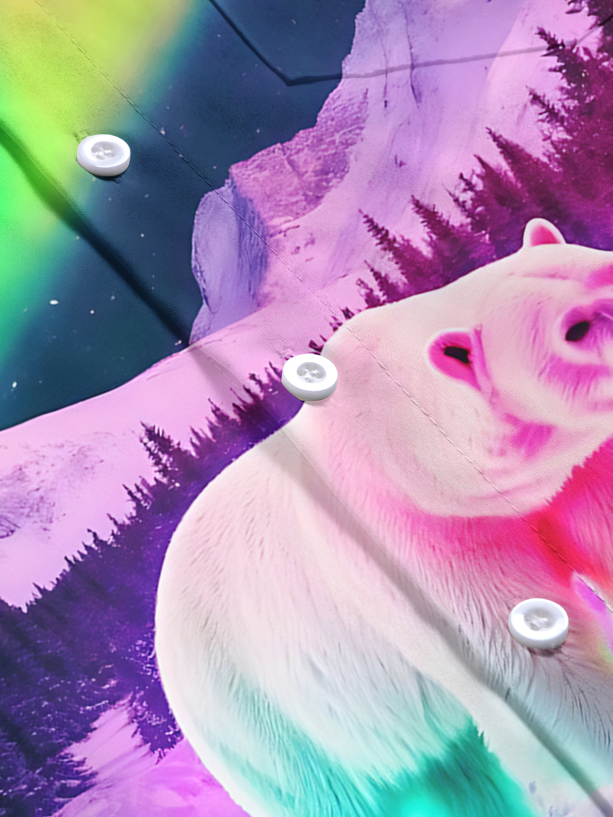 Polar Bear Print Men's Pocket Short Sleeve Shirts