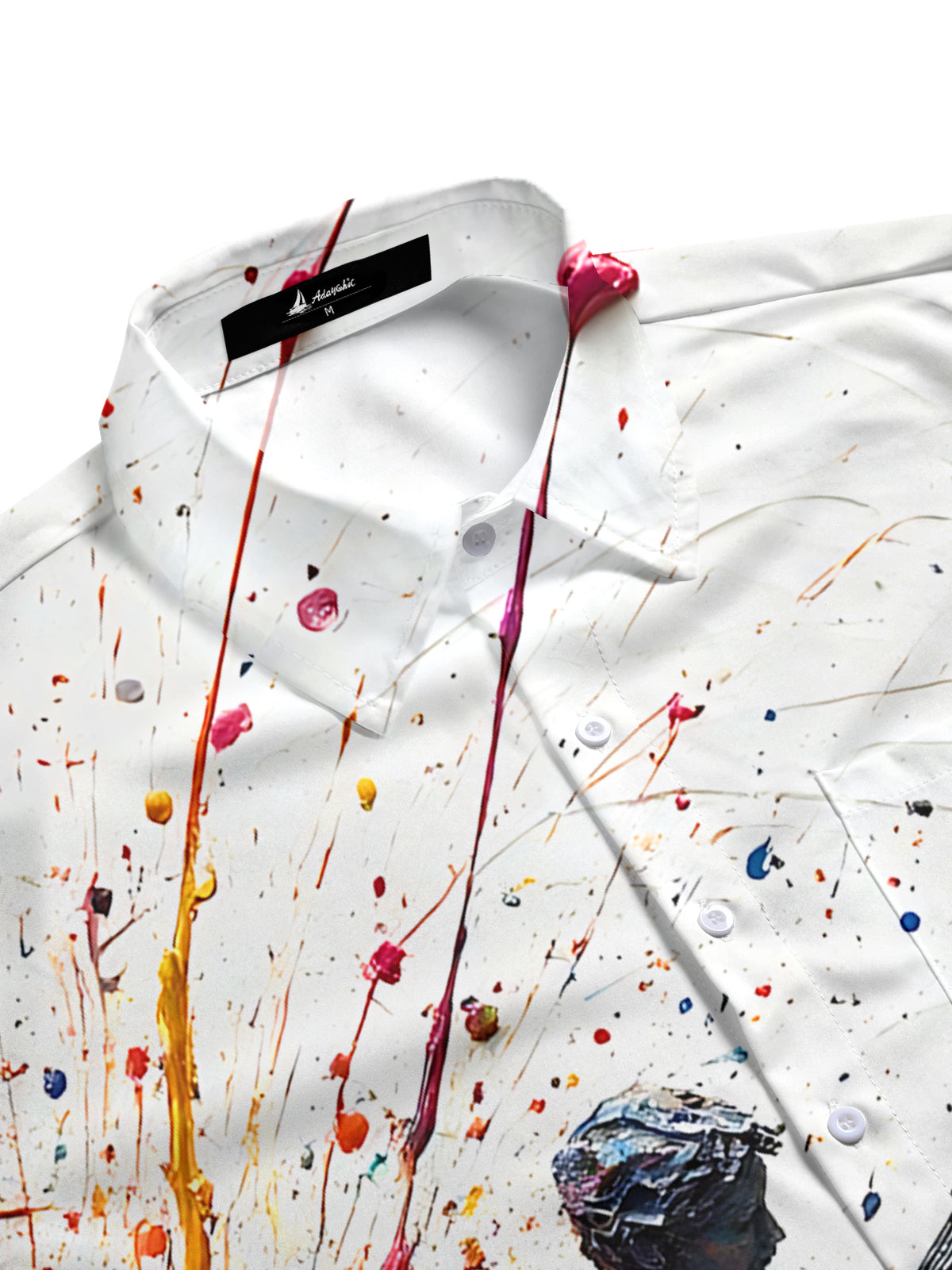 Oil Painting Art Print Men's Pocket Long Sleeve Shirts