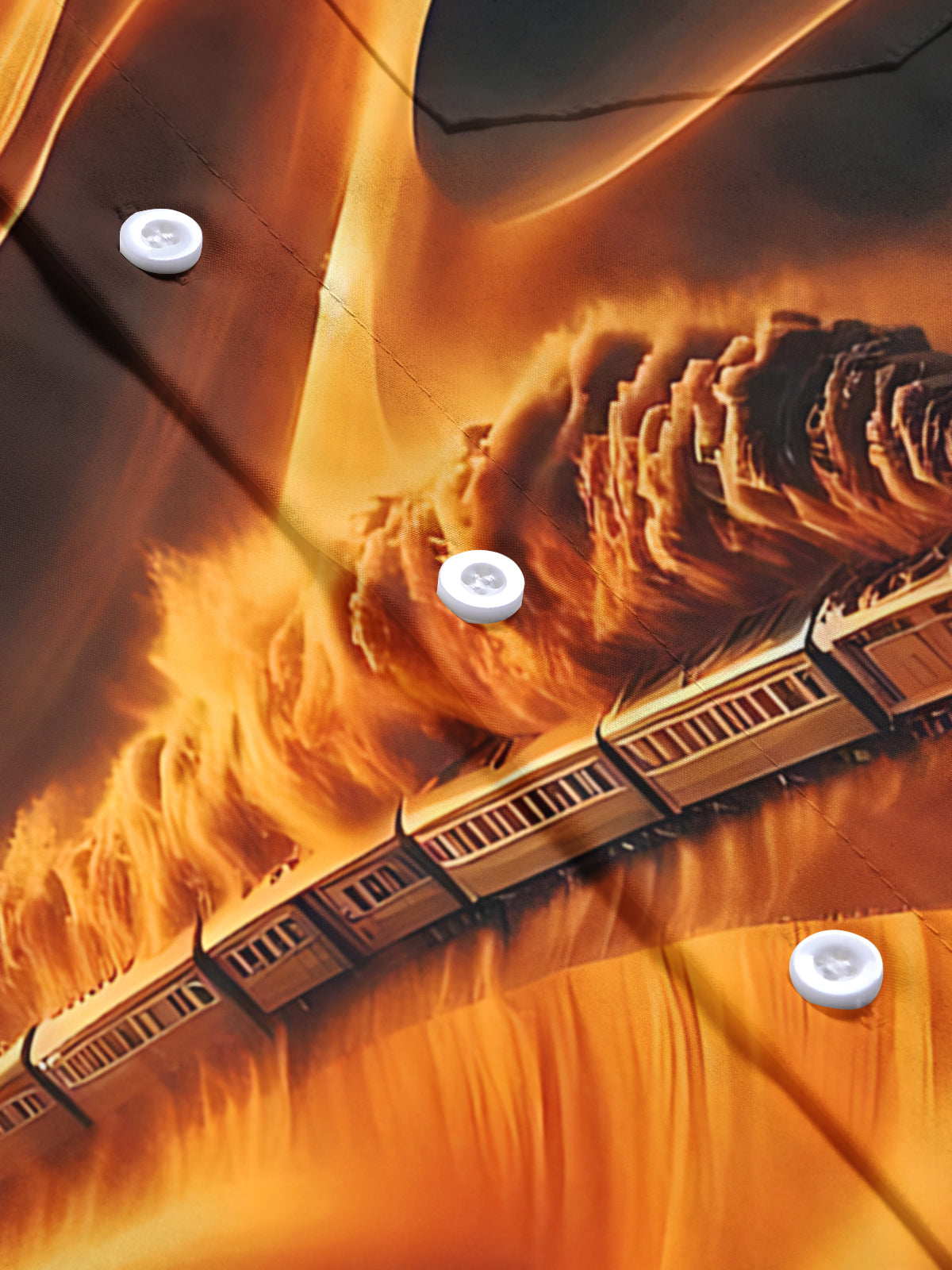 Desert Train Print Men's Pocket Long Sleeve Shirts