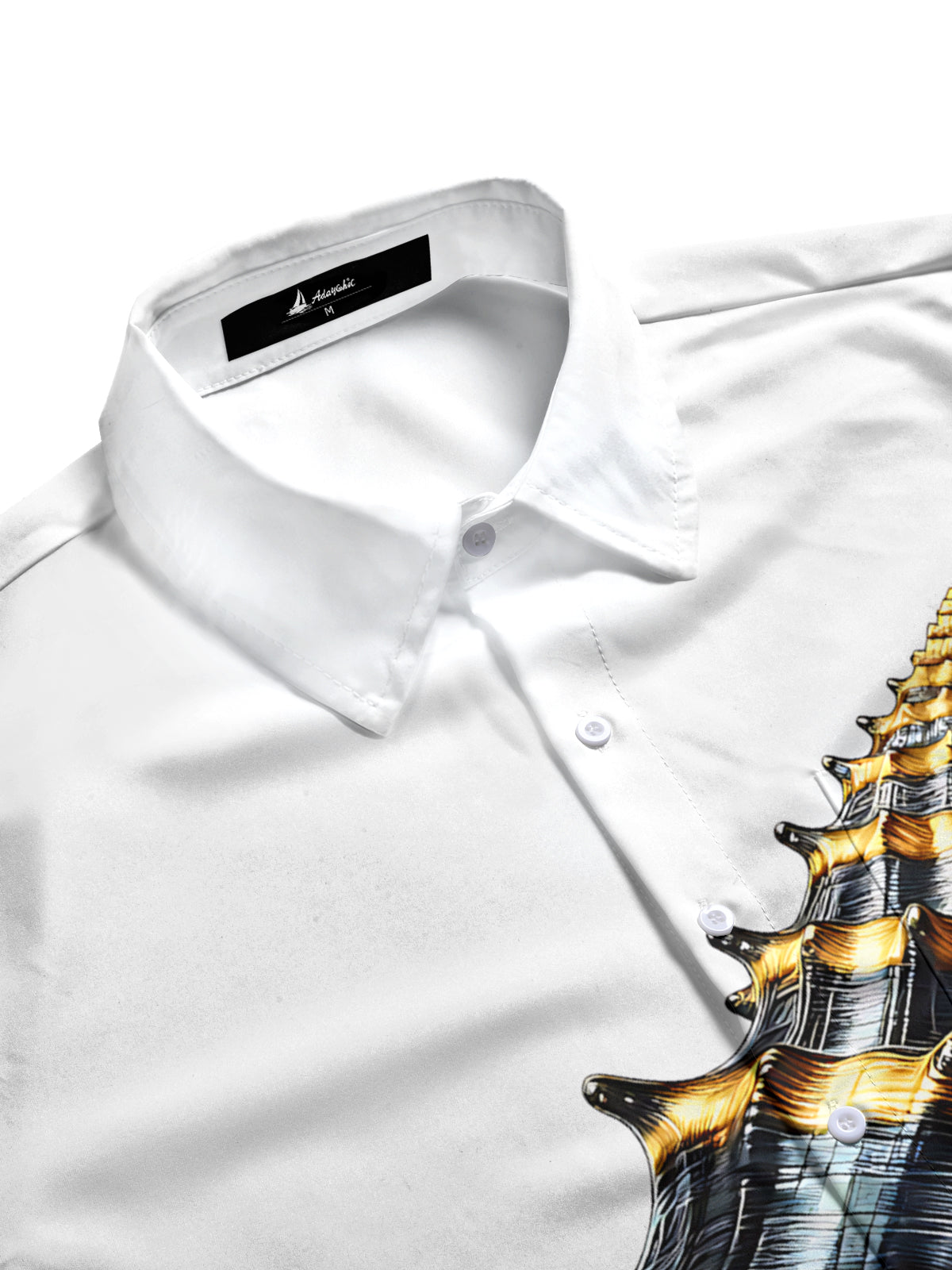 Conch Print Men's Pocket Short Sleeve Shirts