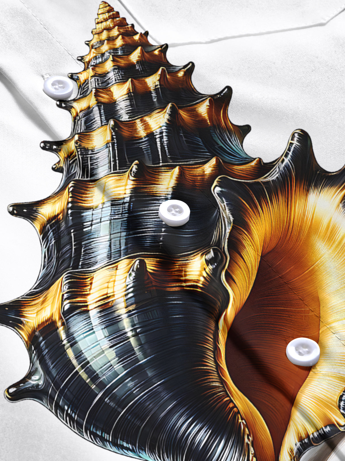 Conch Print Men's Pocket Short Sleeve Shirts