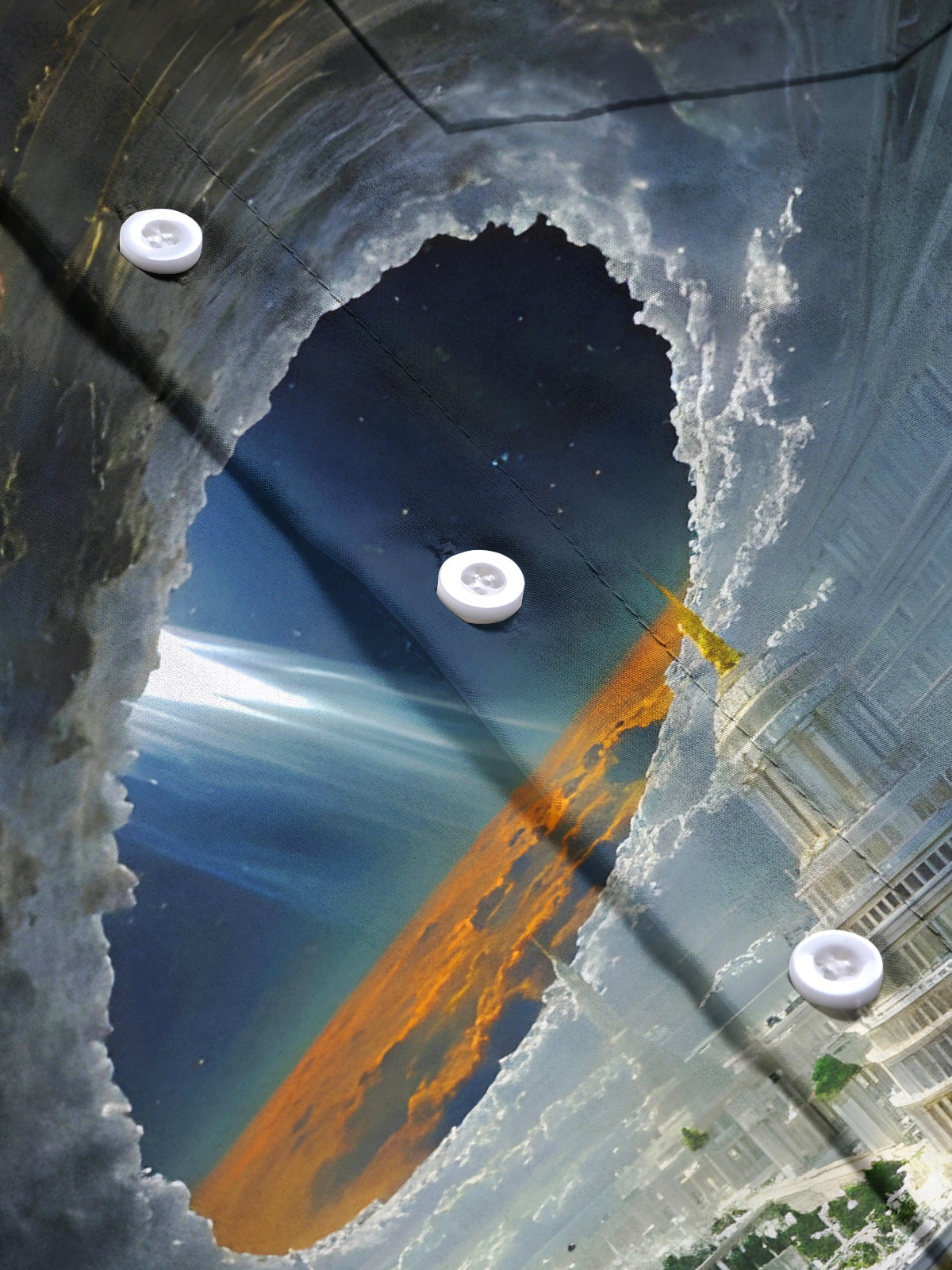 Winter Snow Scene Black Hole Men's Pocket Short Sleeve Shirts