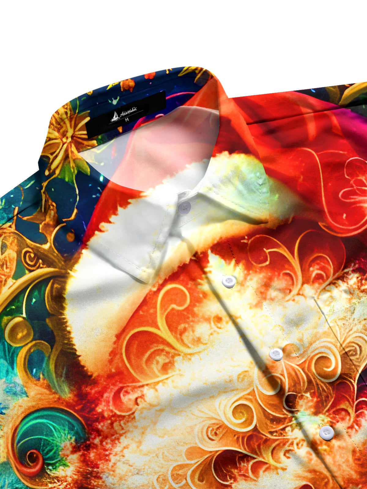 Funny Santa Claus Swirl Xmas Men's Pocket Short Sleeve Shirts