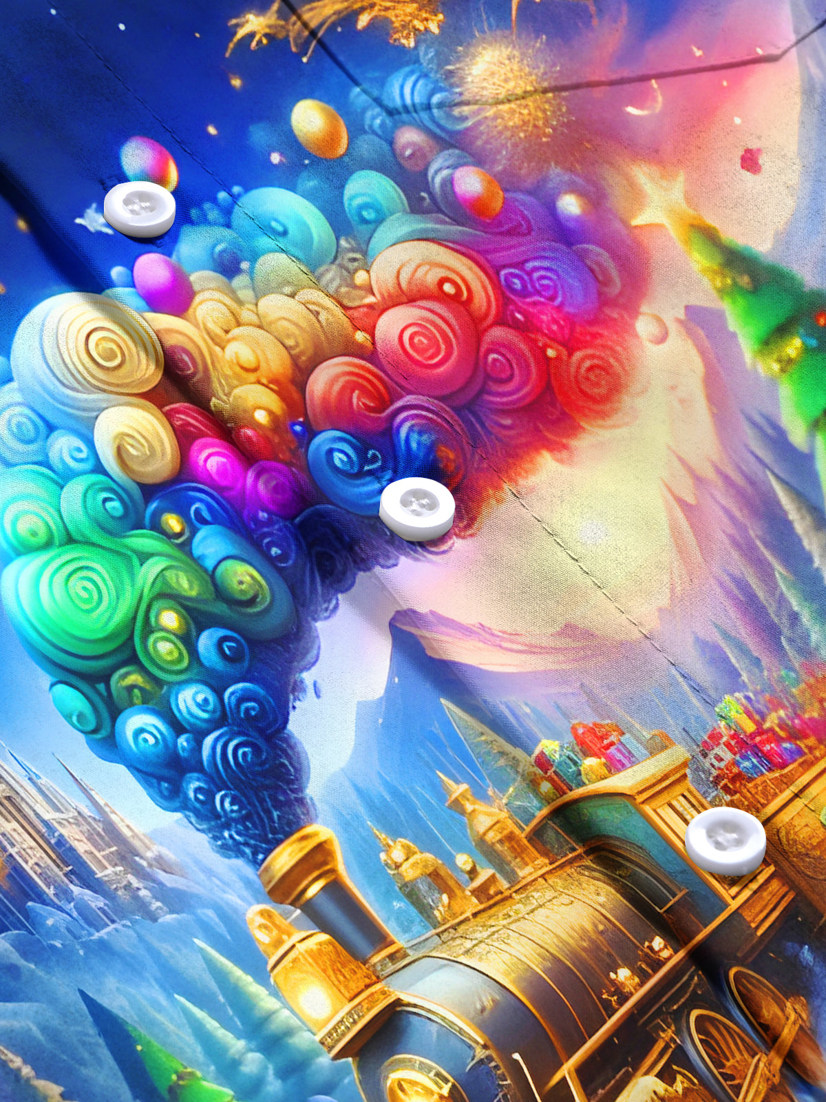 Winter Snow Christmas Tree Train Men's Pocket Long Sleeve Shirts